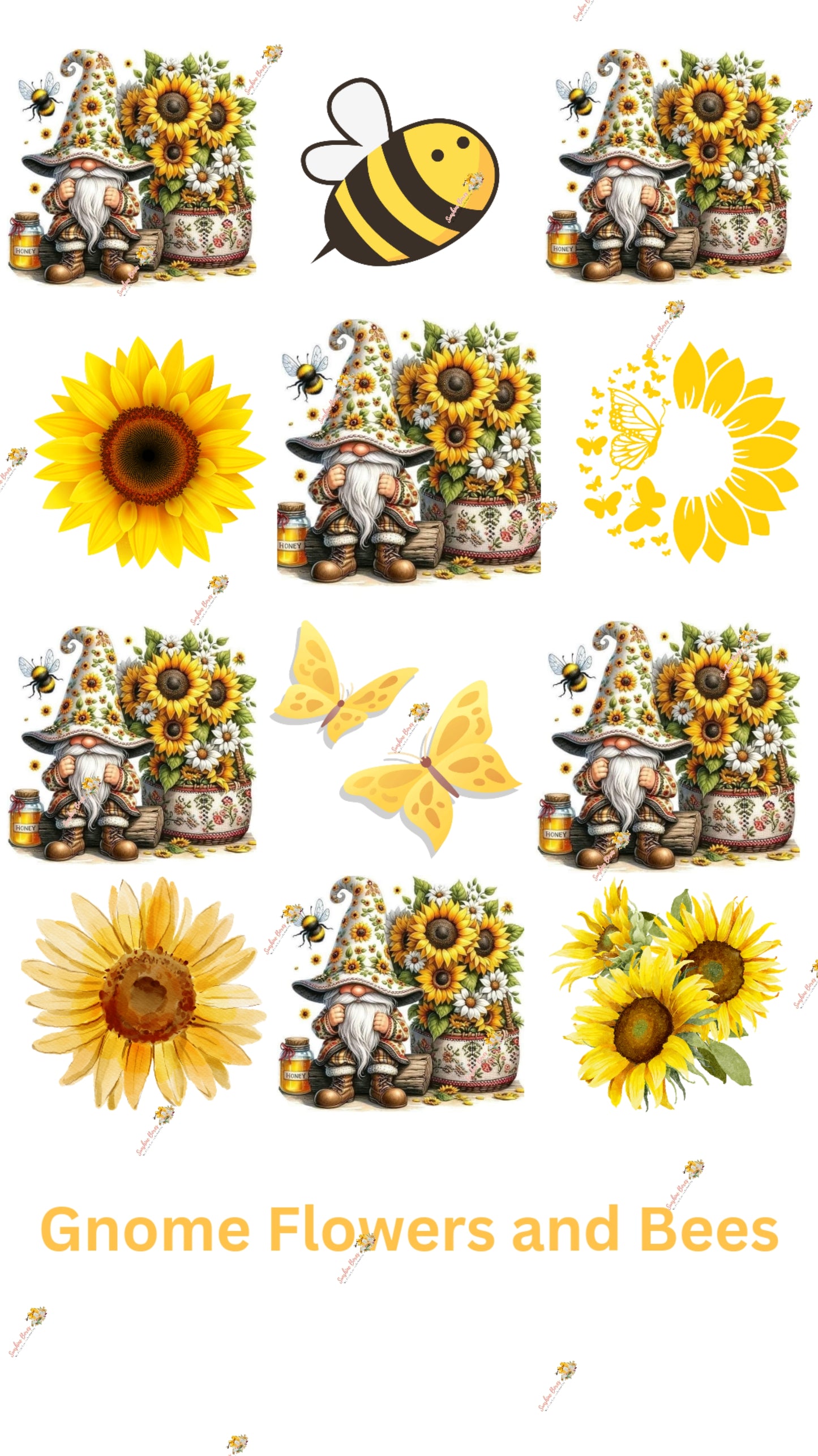 Gnome Flowers and Bees