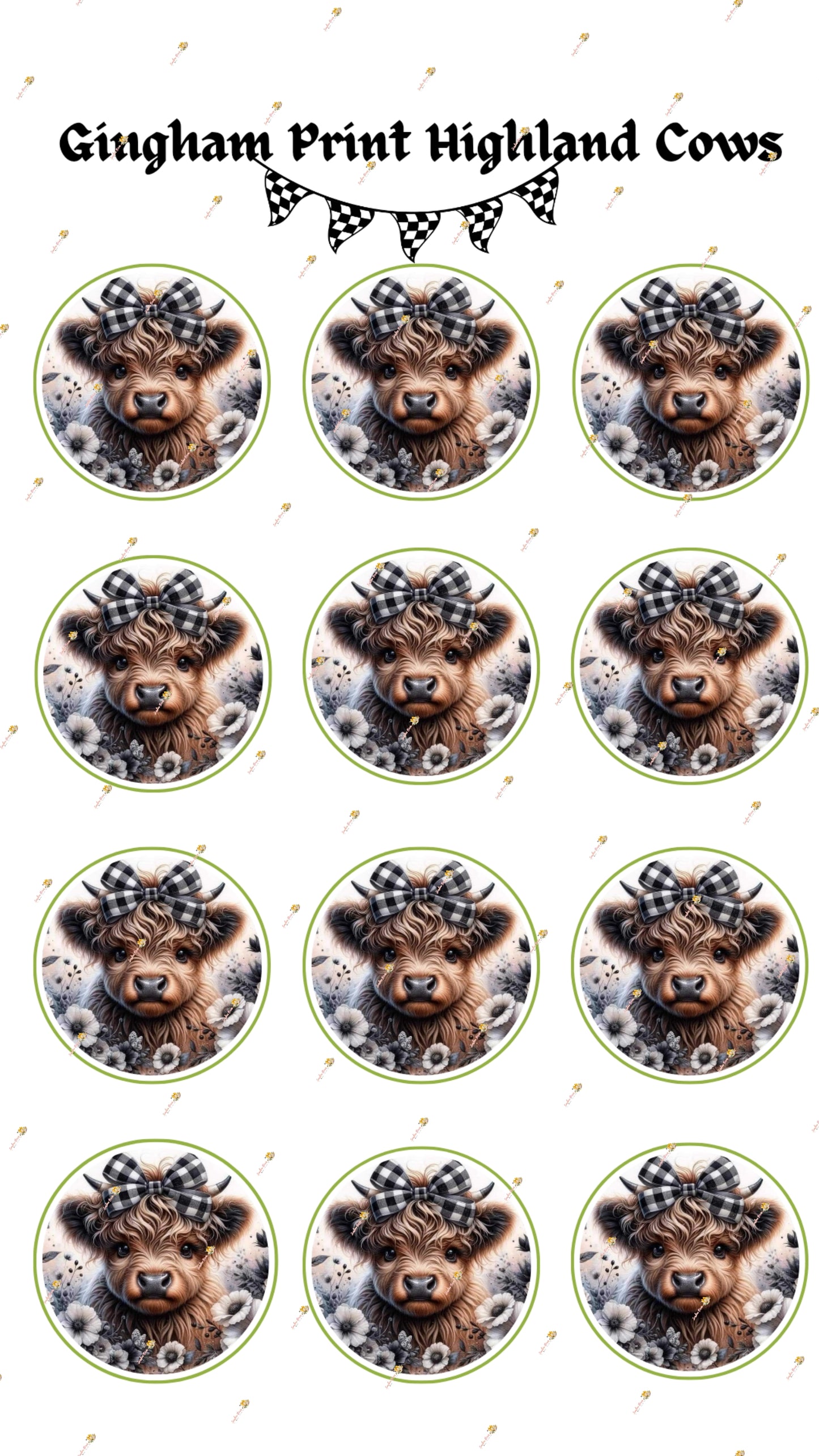 Gingham Print Highland Cows