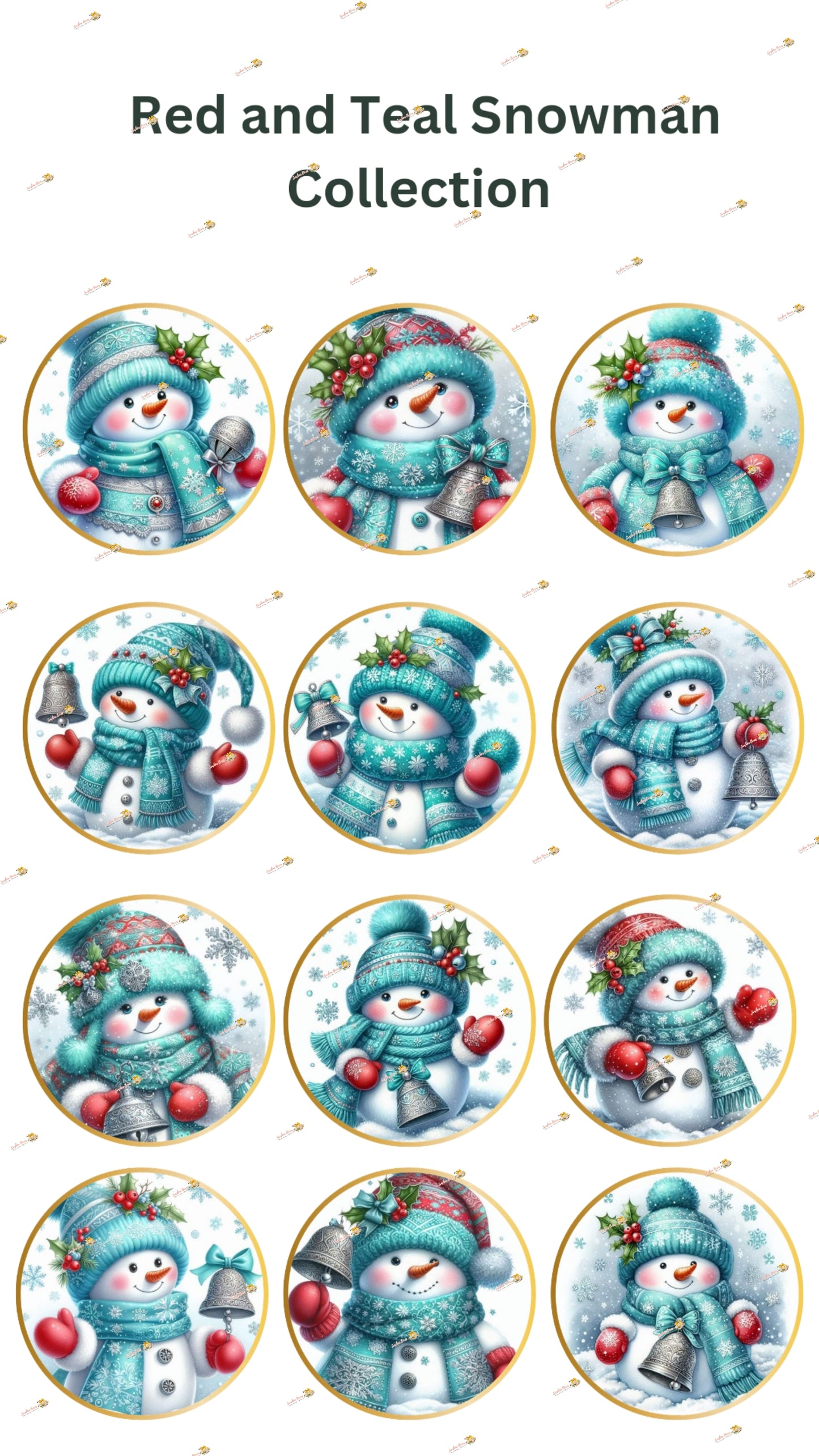 Red and Teal Snowman Collection
