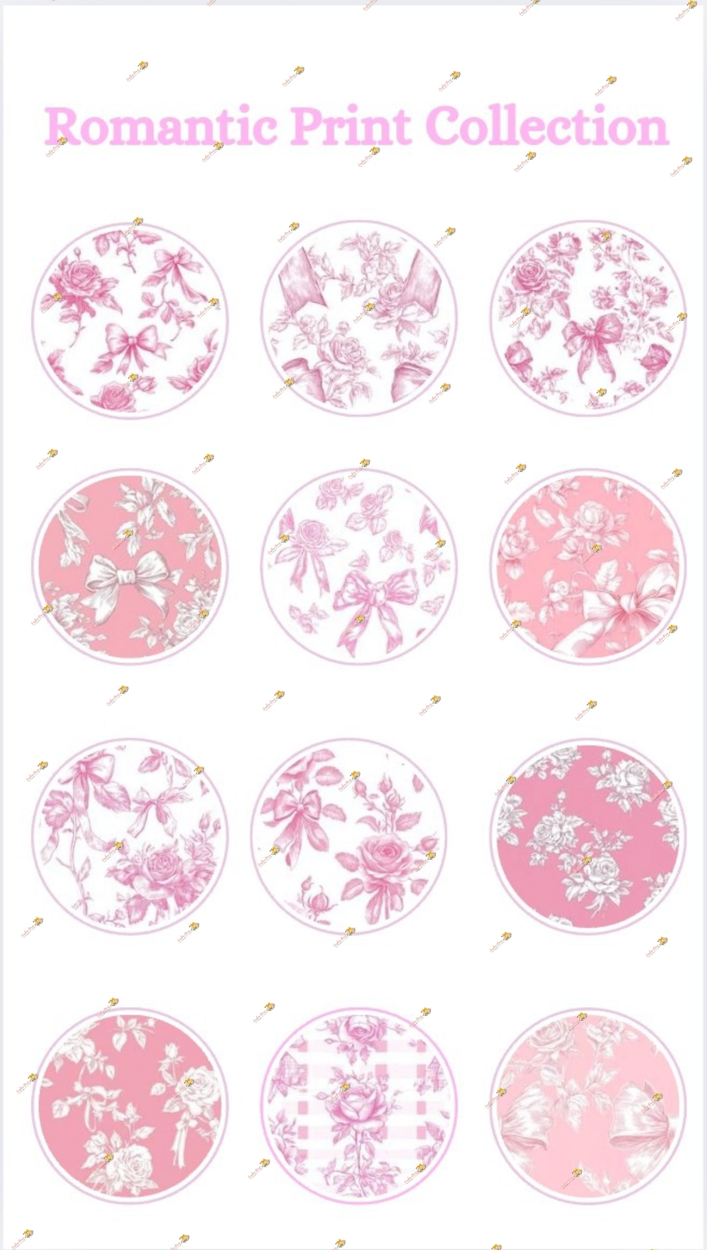 Endearing Romantic Prints Edible Cake & Cookie Decorations - Customizable 2 Inch Rounds