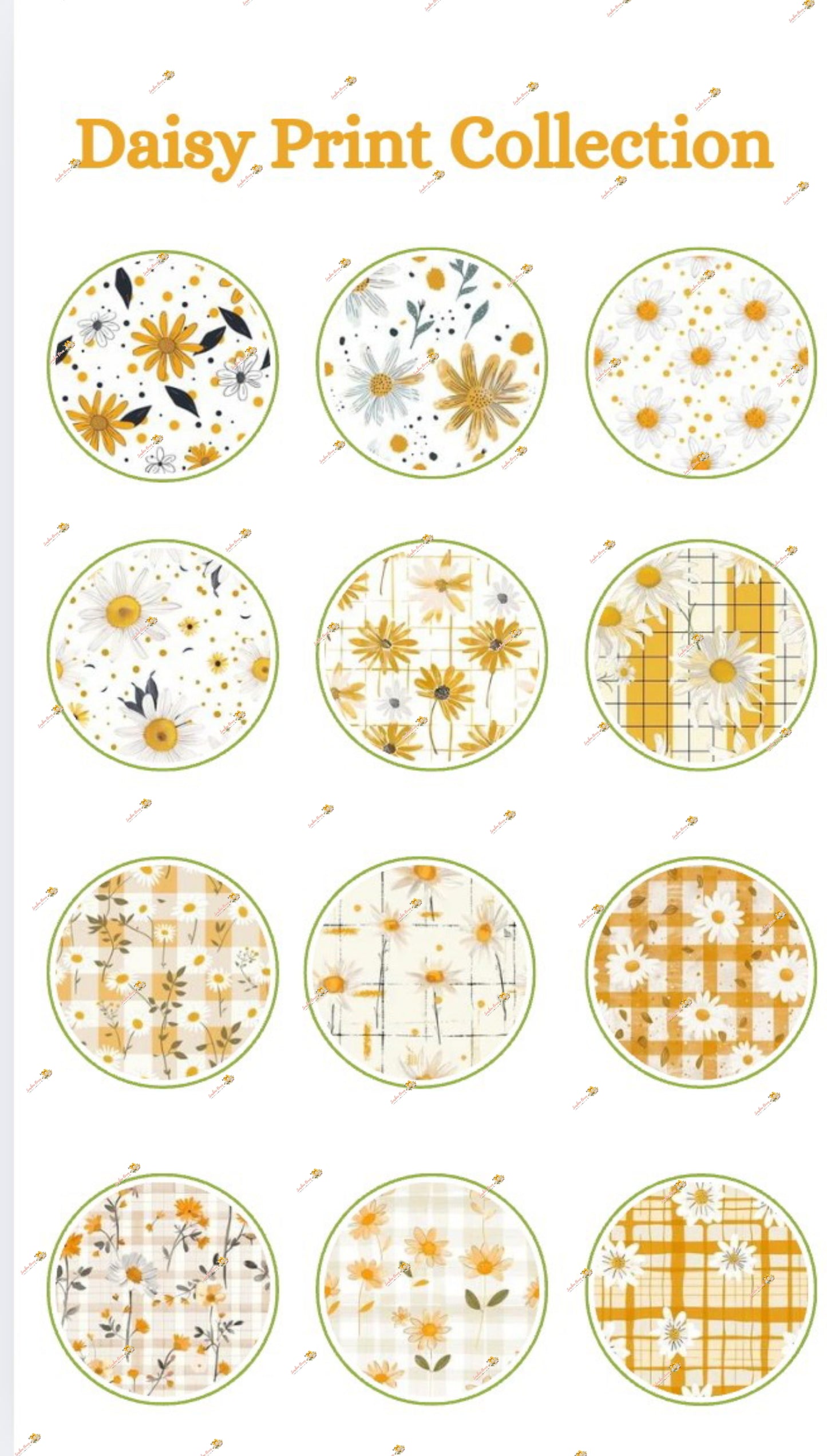 Title: Cheerful Daisy Print Edible Cake & Cookie Decorations - Customizable 2 Inch Rounds