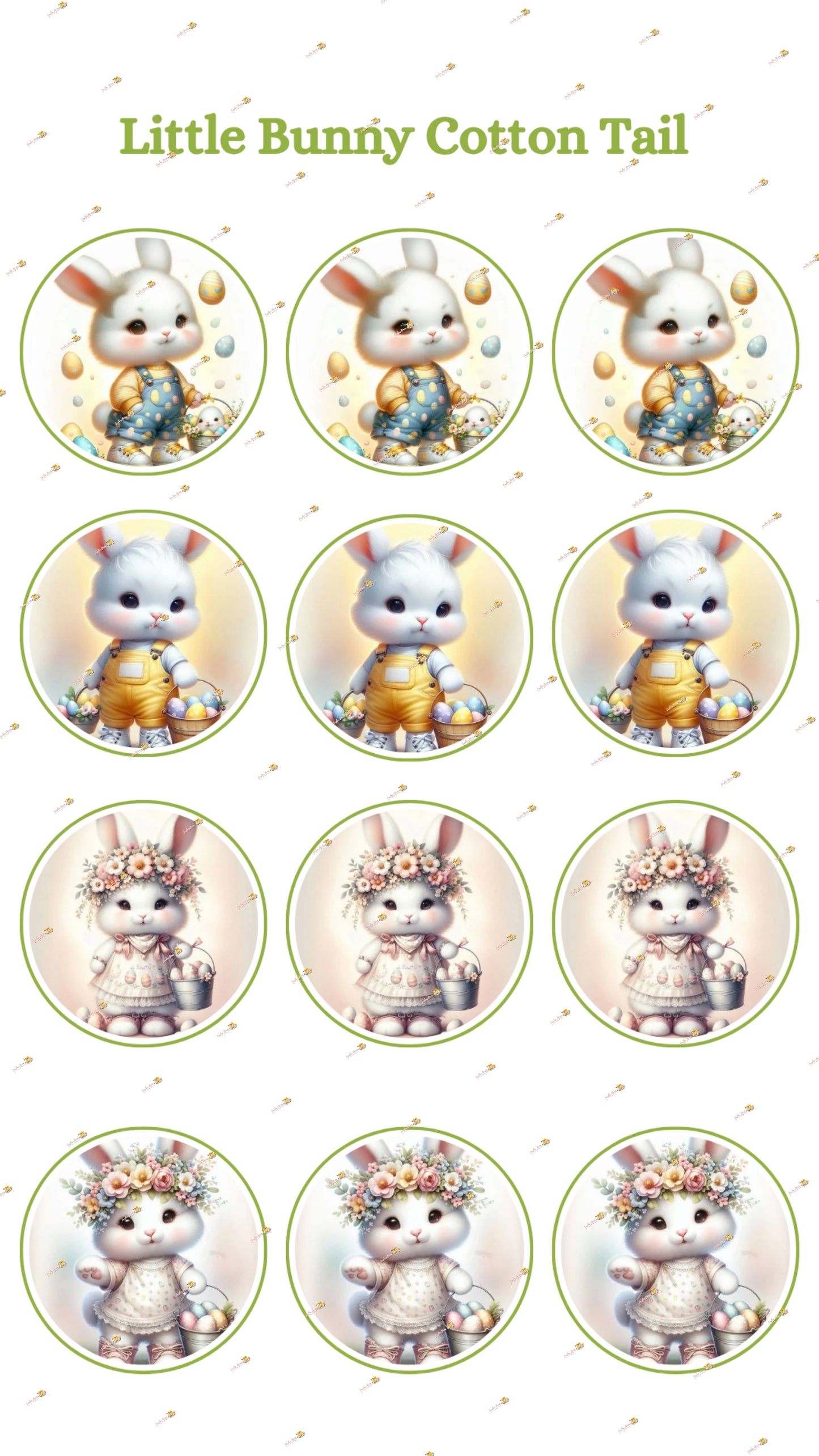 Little Bunny Cotton Tail Edible Images - Round Designs for Oreos & Cake Pucks