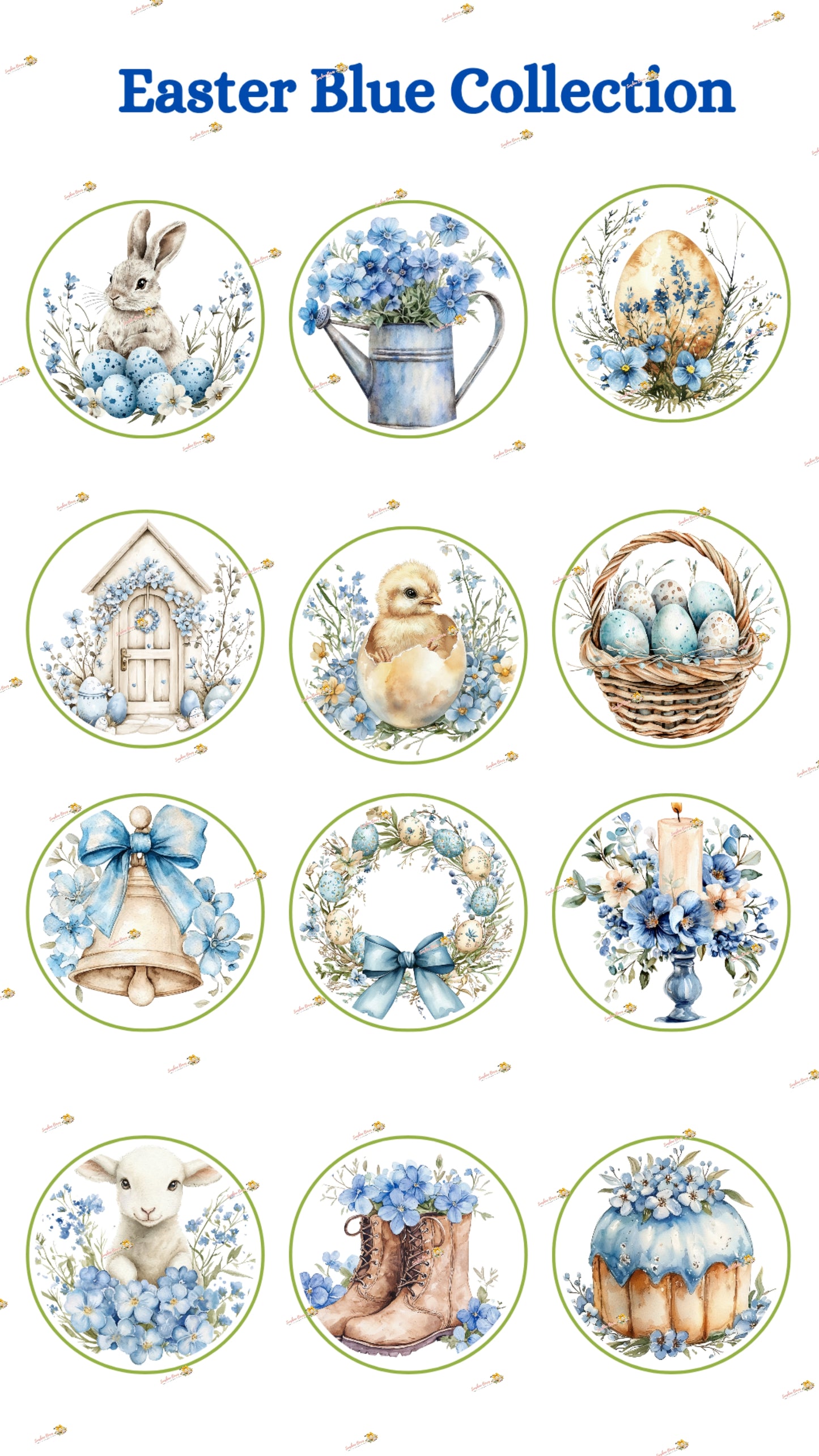 Easter Blue Collection Edible Images - Round Designs for Oreos & Cake Pucks