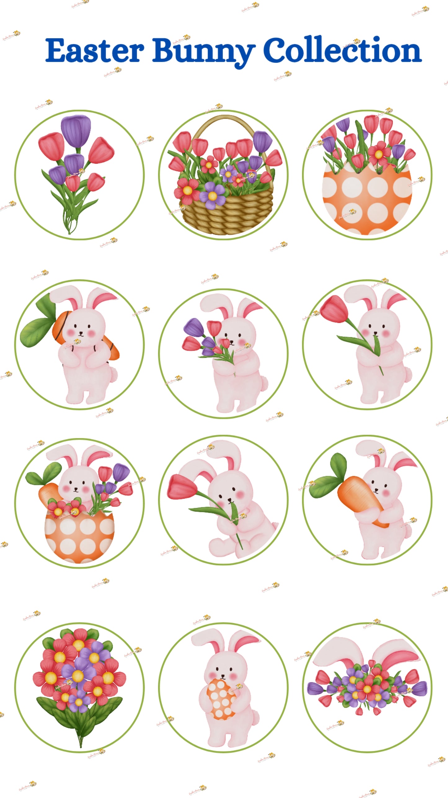 Easter Bunny Collection Edible Images - Round Designs for Oreos & Cake Pucks