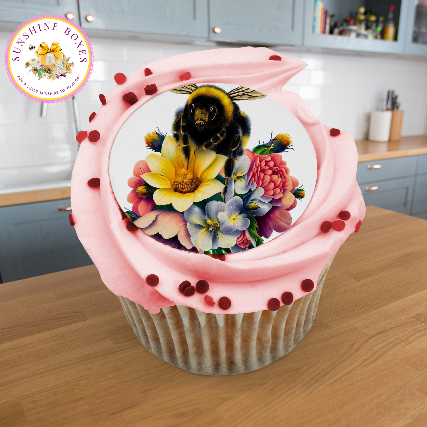 Vintage Bumble Bee and Flowers Oreo Toppers - 12 Floral Seed Packet Style Decals for Treats