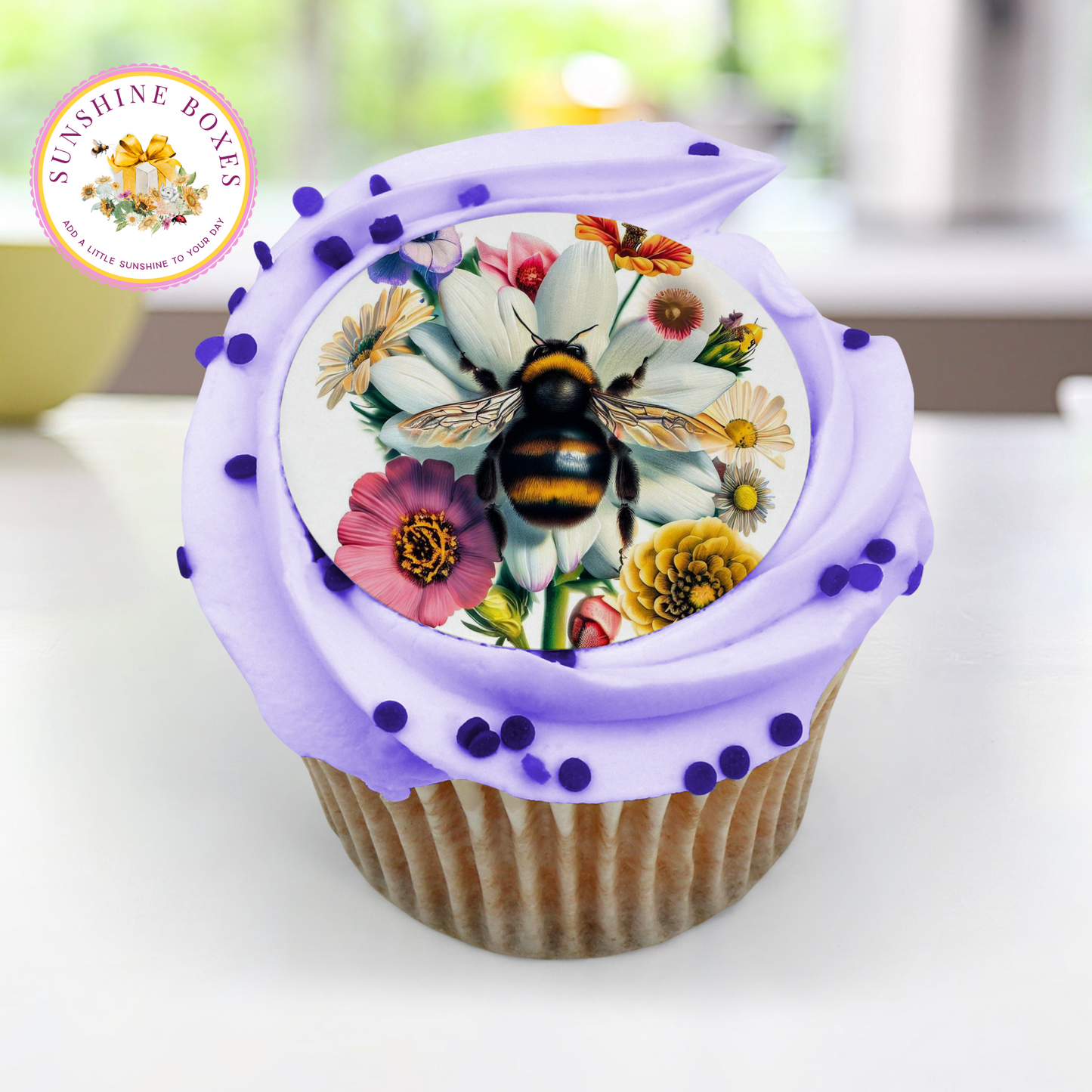 Vintage Bumble Bee and Flowers Oreo Toppers - 12 Floral Seed Packet Style Decals for Treats