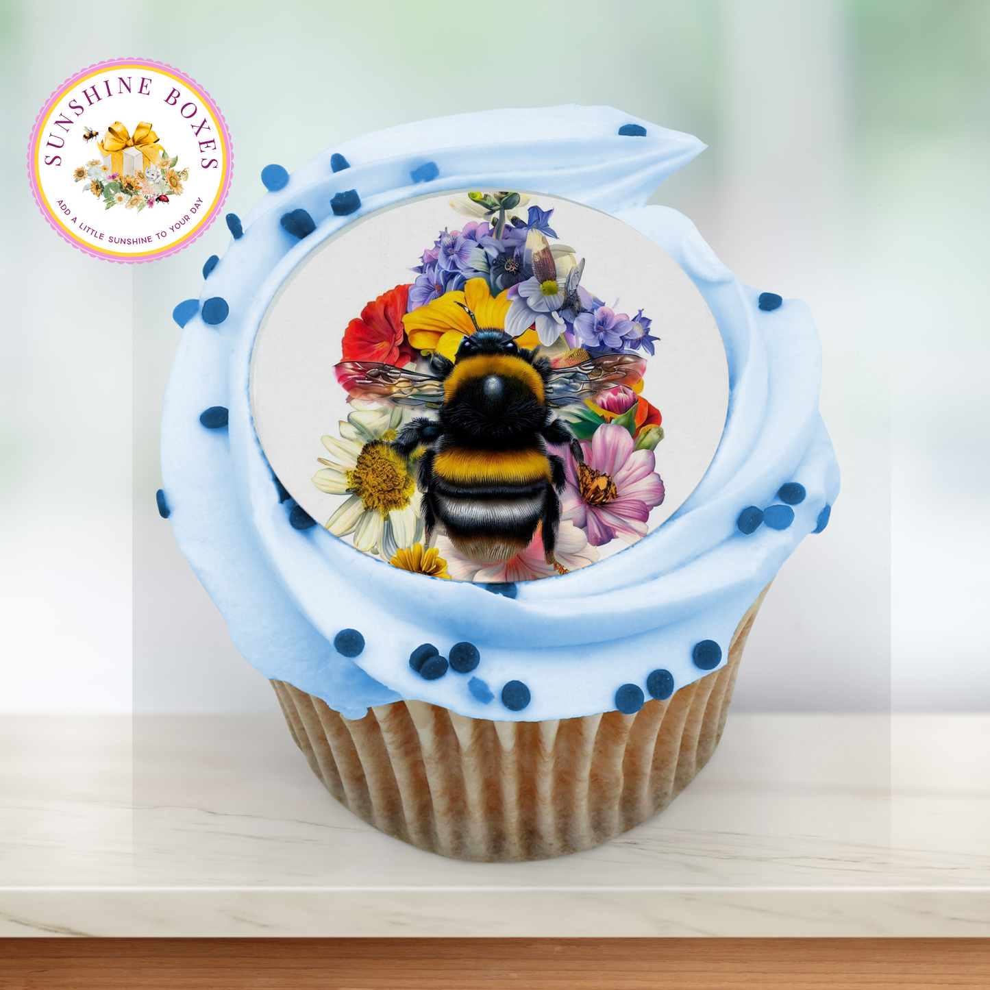 Vintage Bumble Bee and Flowers Oreo Toppers - 12 Floral Seed Packet Style Decals for Treats