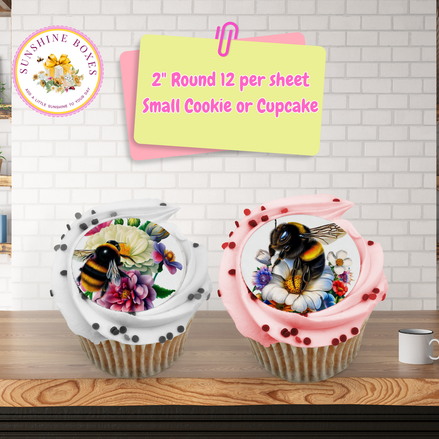 Vintage Bumble Bee and Flowers Oreo Toppers - 12 Floral Seed Packet Style Decals for Treats