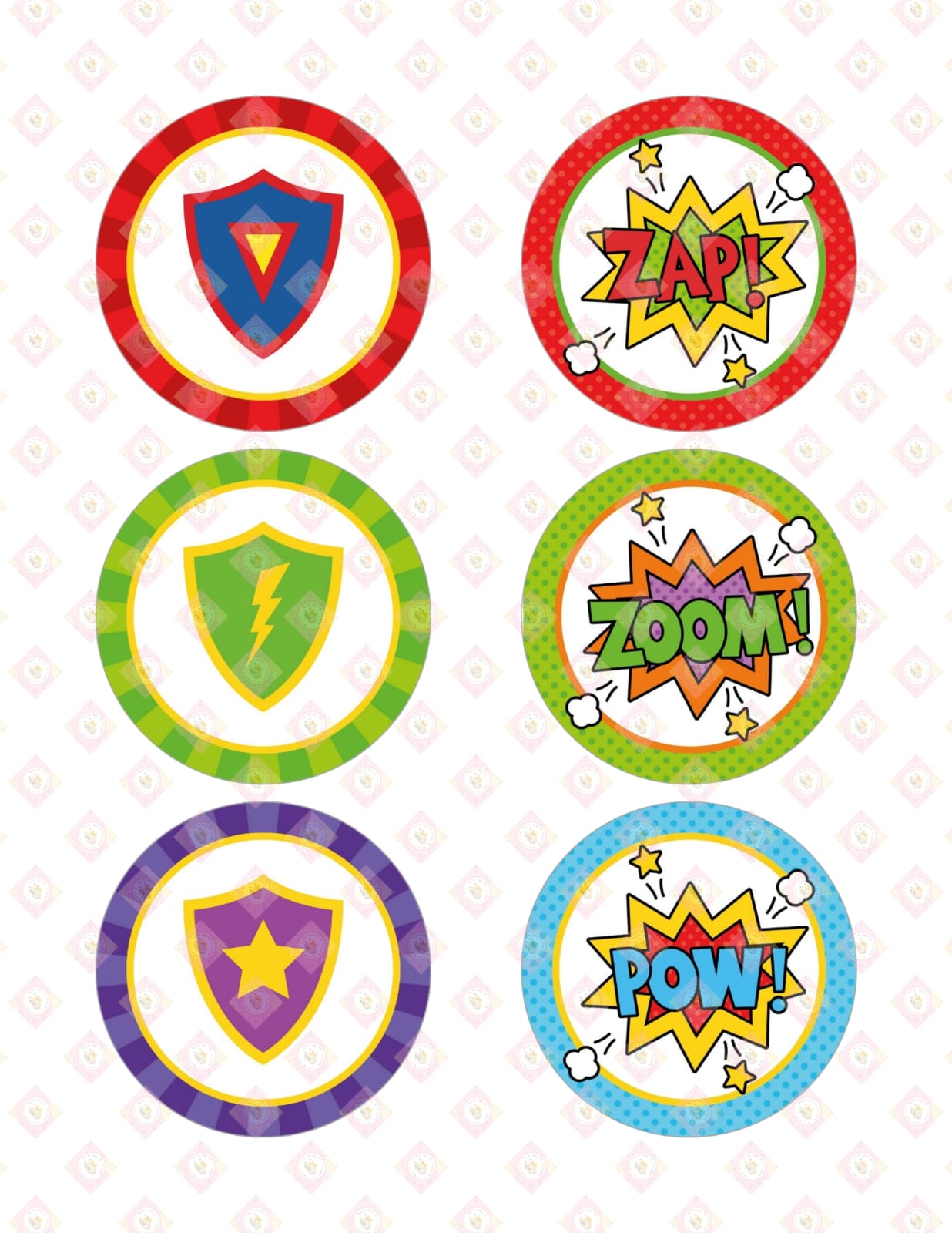 Superhero Shield & Action Edible Images for Oreos & Cake Pucks - Epic Party Treats