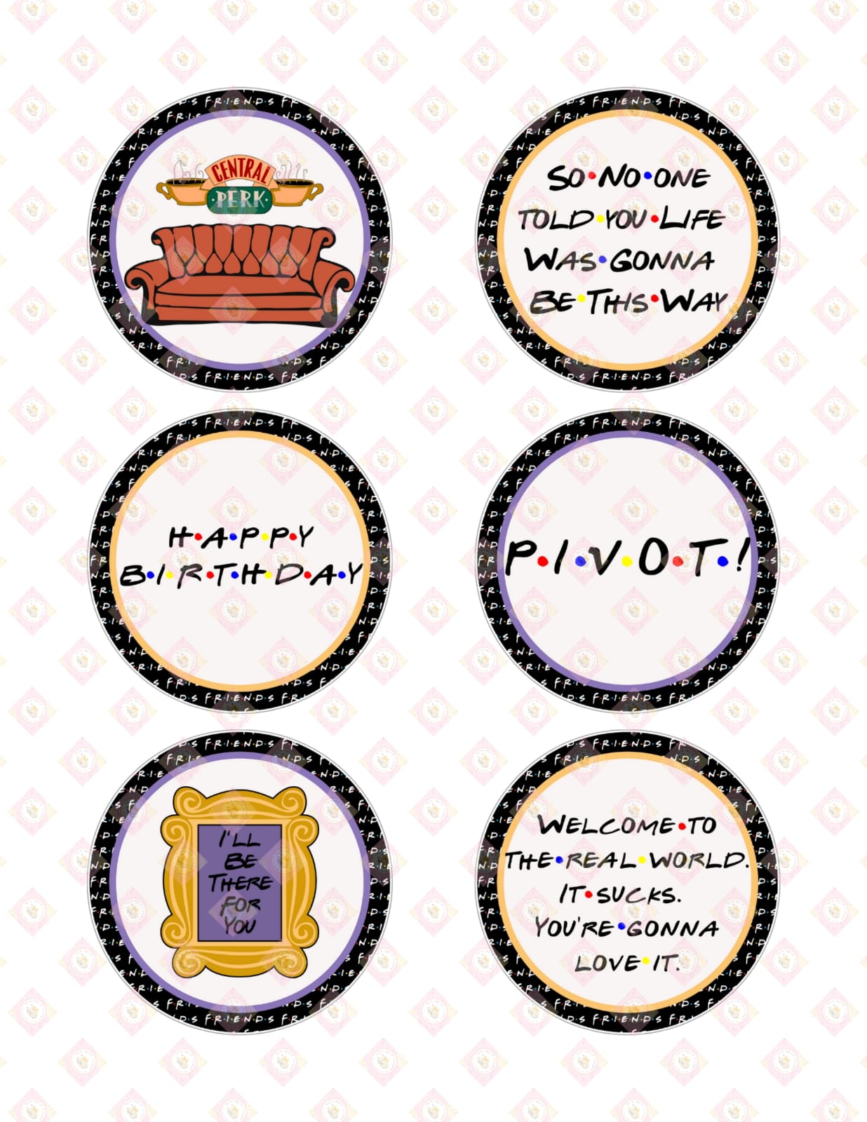 Iconic F.R.I.E.N.D.S Edible Images for Oreos & Cake Pucks - Nostalgic Party Treats