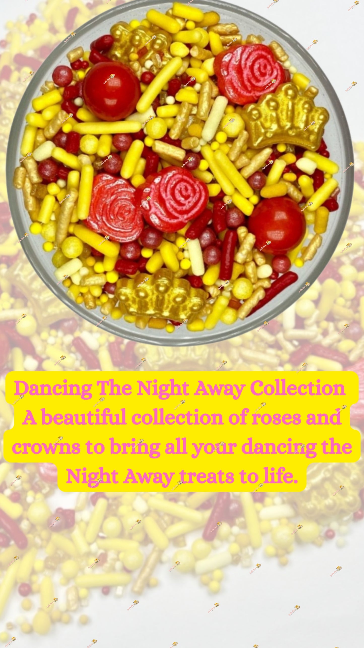 Dancing The Night Away Sprinkle Mix 2 OZ: Romantic Roses & Sunny Yellow for Elegant Treats