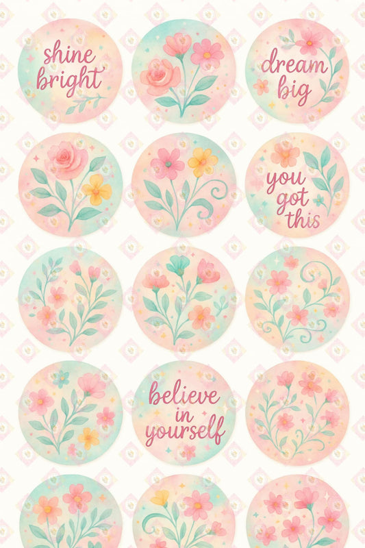 Pink Motivational Edible Image Rounds for Oreos & Cake Pucks – Custom Treat Toppers