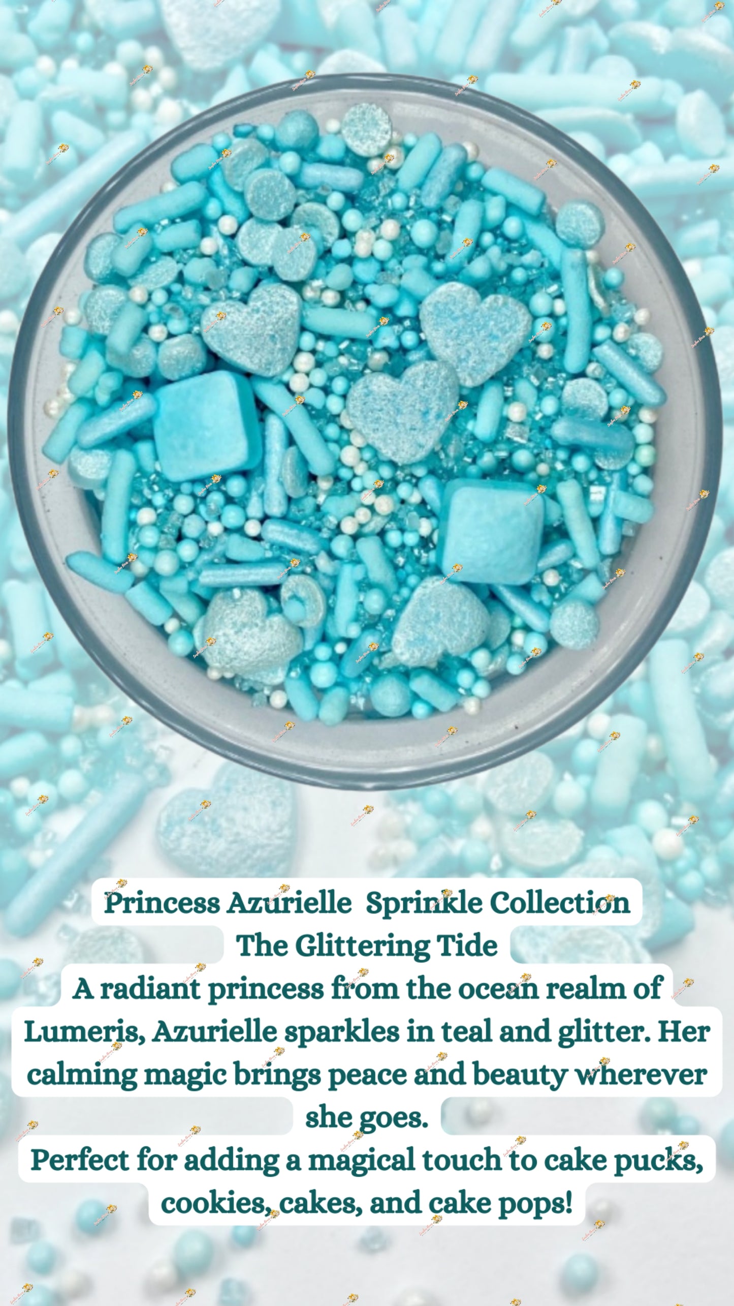 Princess Azurielle Sprinkle Mix 2 OZ: Beautiful Shades of Teal for Enchanting Treats