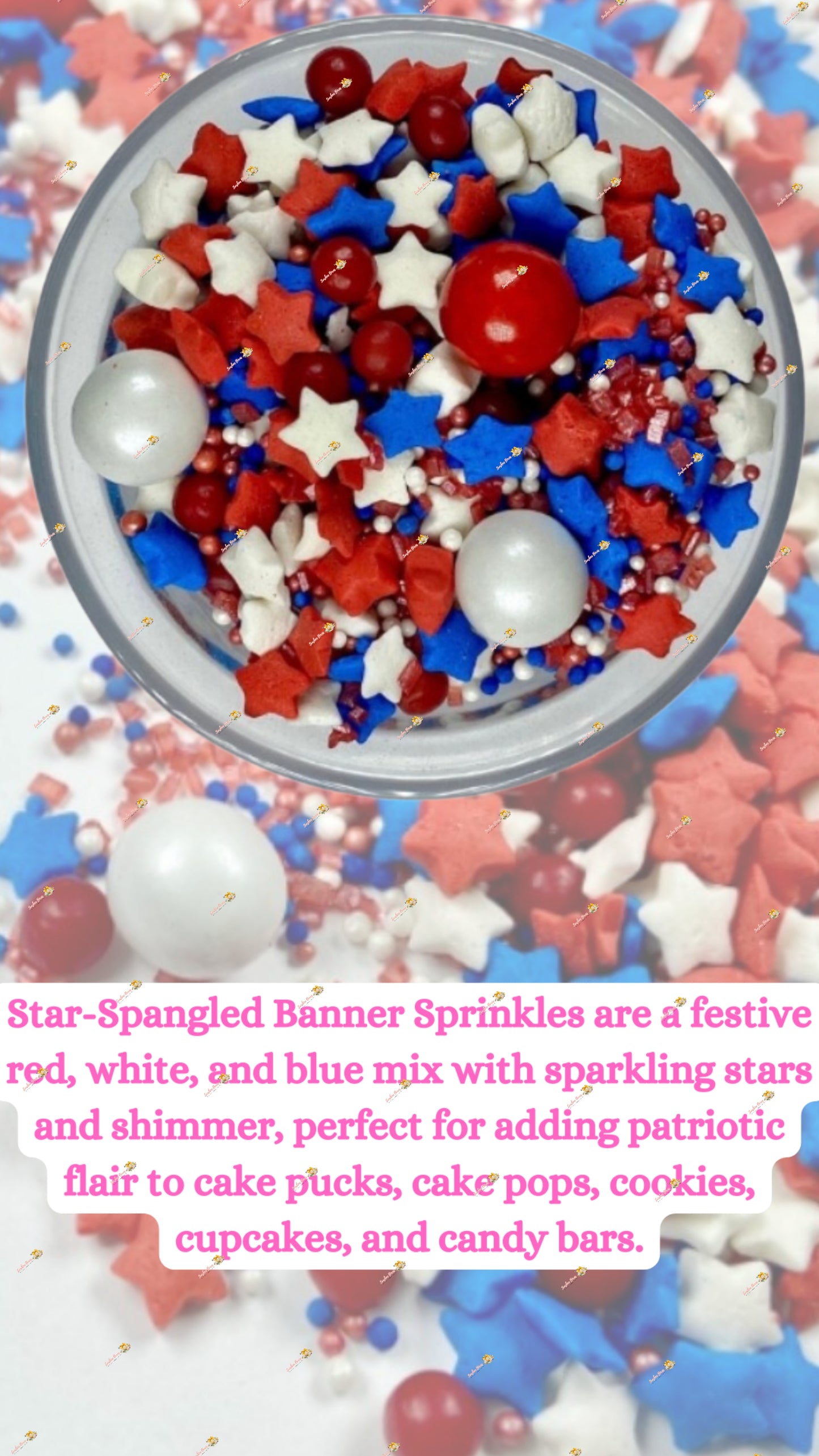 Star-Spangled Banner Sprinkle Mix 2 OZ: Red, White & Blue for Patriotic Treats