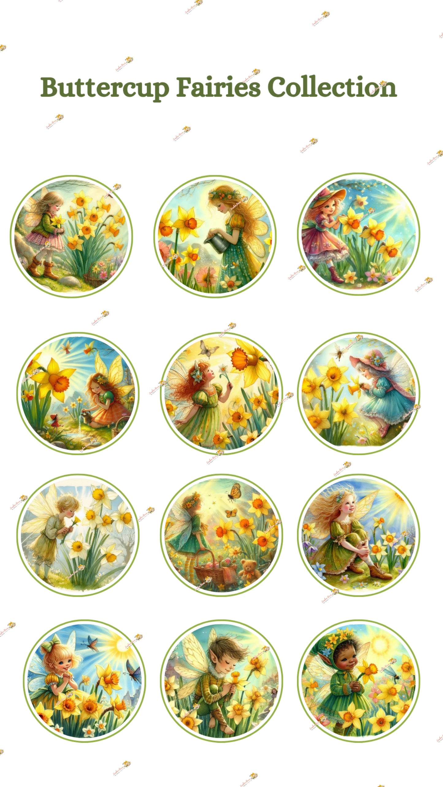 Enchanting Buttercup Fairies Edible Cake & Cookie Decorations - Customizable 2 Inch Rounds