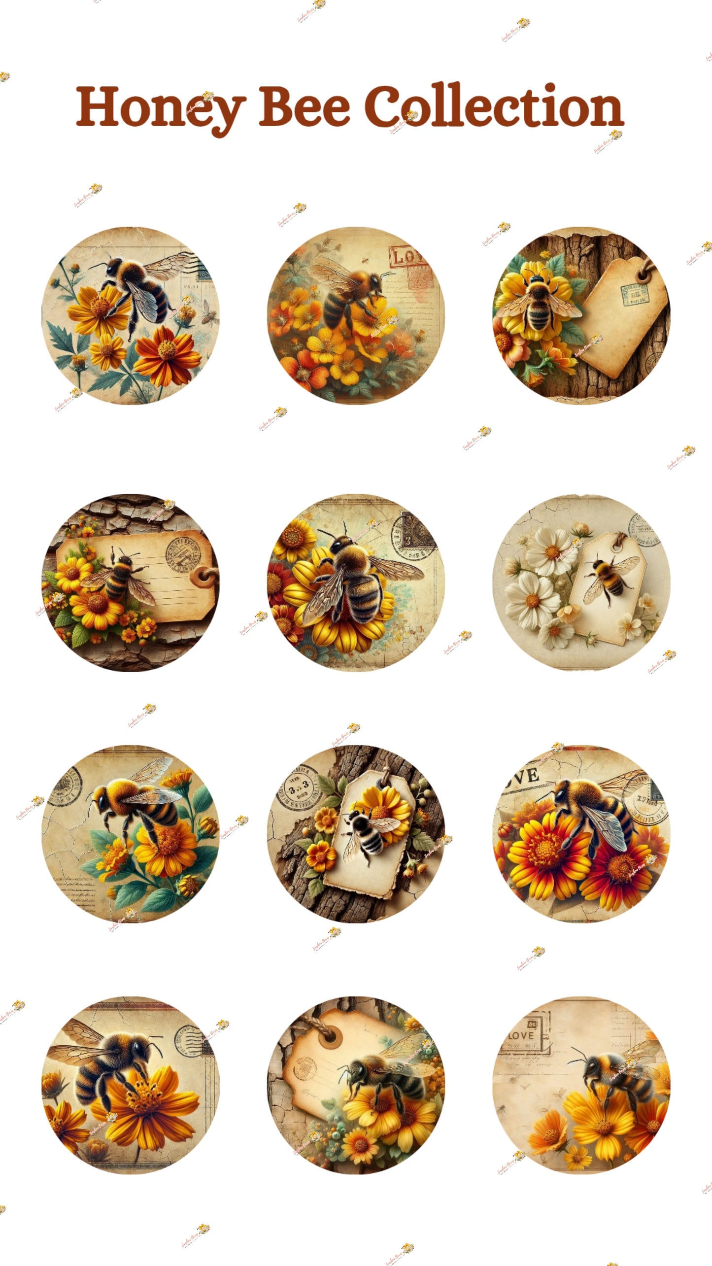Sweet Honey Bee Edible Cake & Cookie Decorations - Customizable 2 Inch Rounds