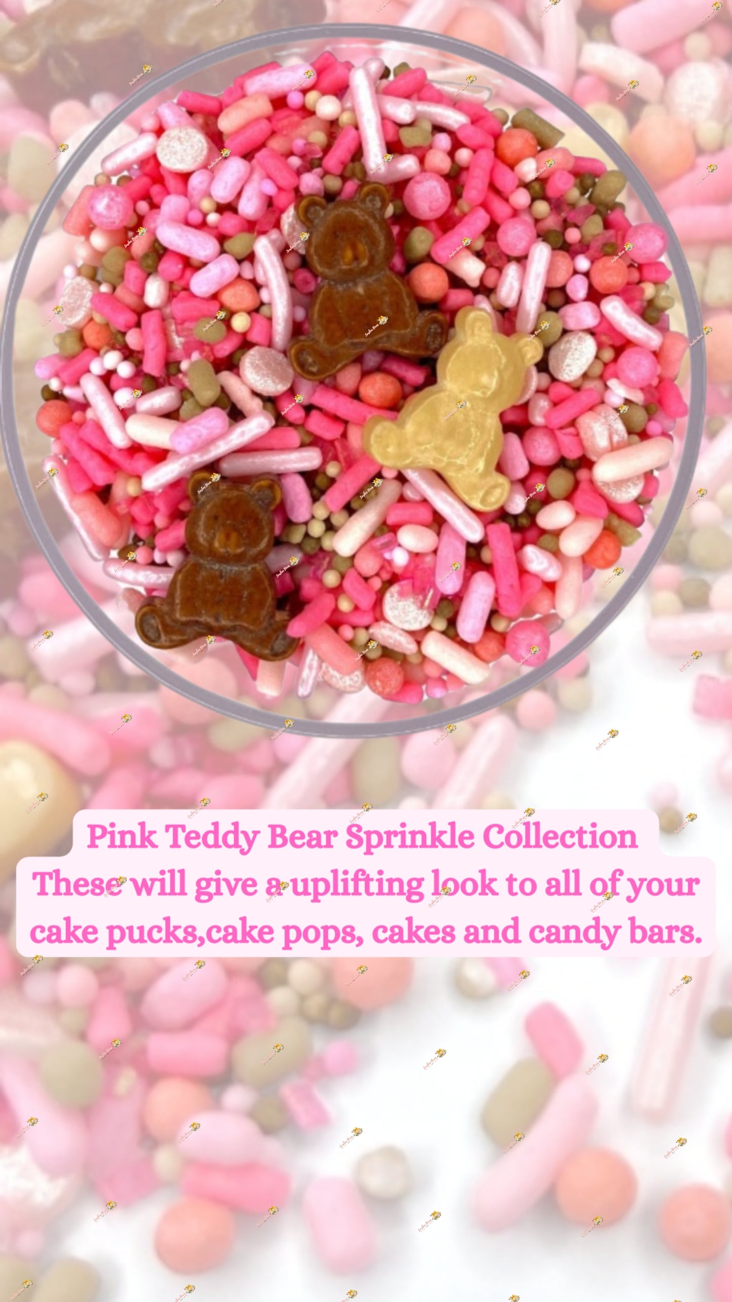 Sweet Pinks & Teddy Bears Sprinkle Mix 2 OZ: Adorable Charm for Baby Showers & More