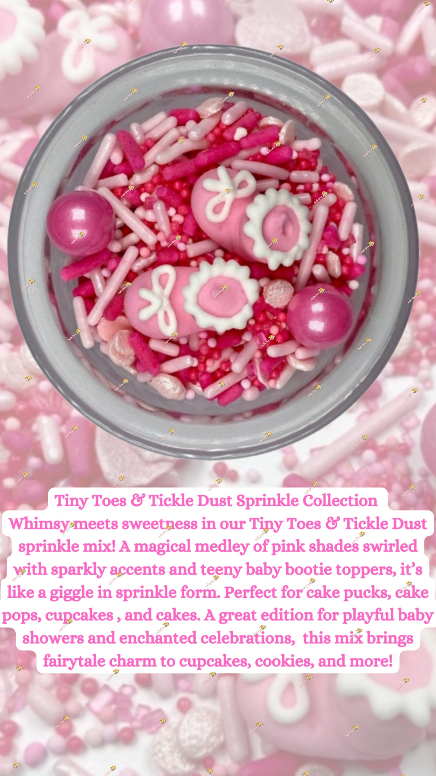 Tiny Toes Sprinkle Mix 2 OZ: Sweet Pinks with Adorable Baby Booties for Precious Treats