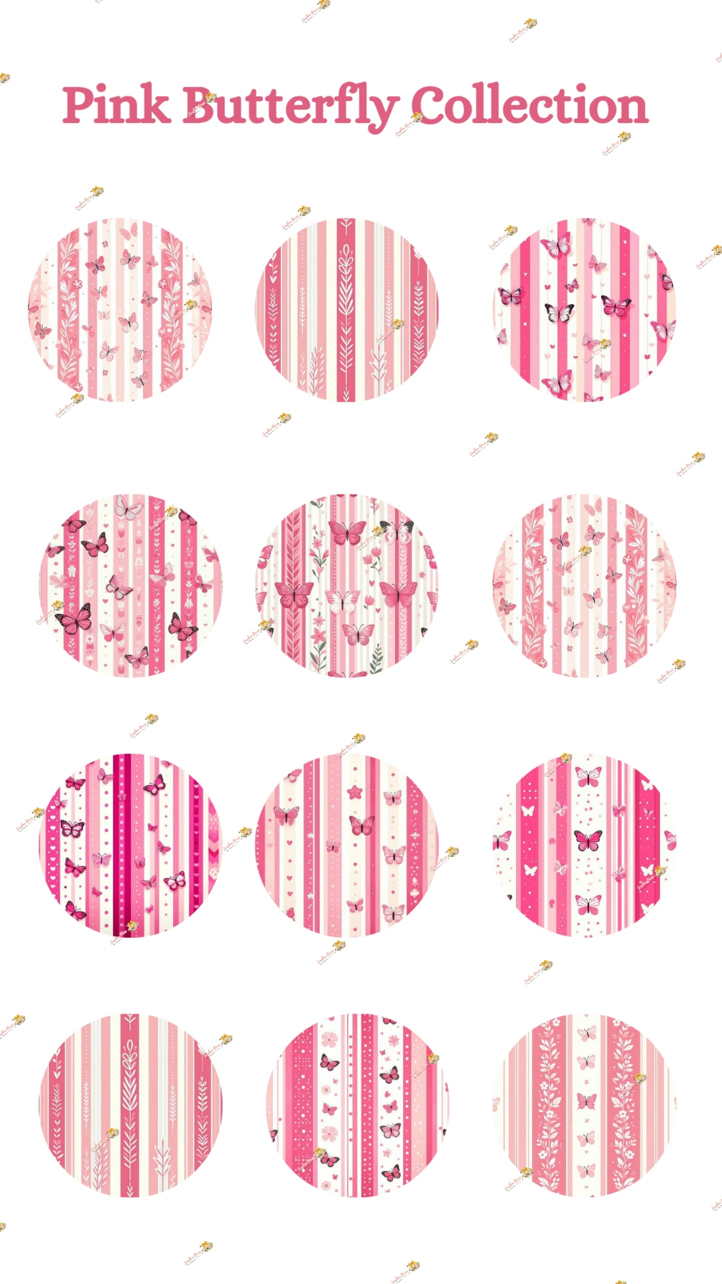 Delicate Pink Butterfly Edible Cake & Cookie Decorations - Customizable 2 Inch Rounds