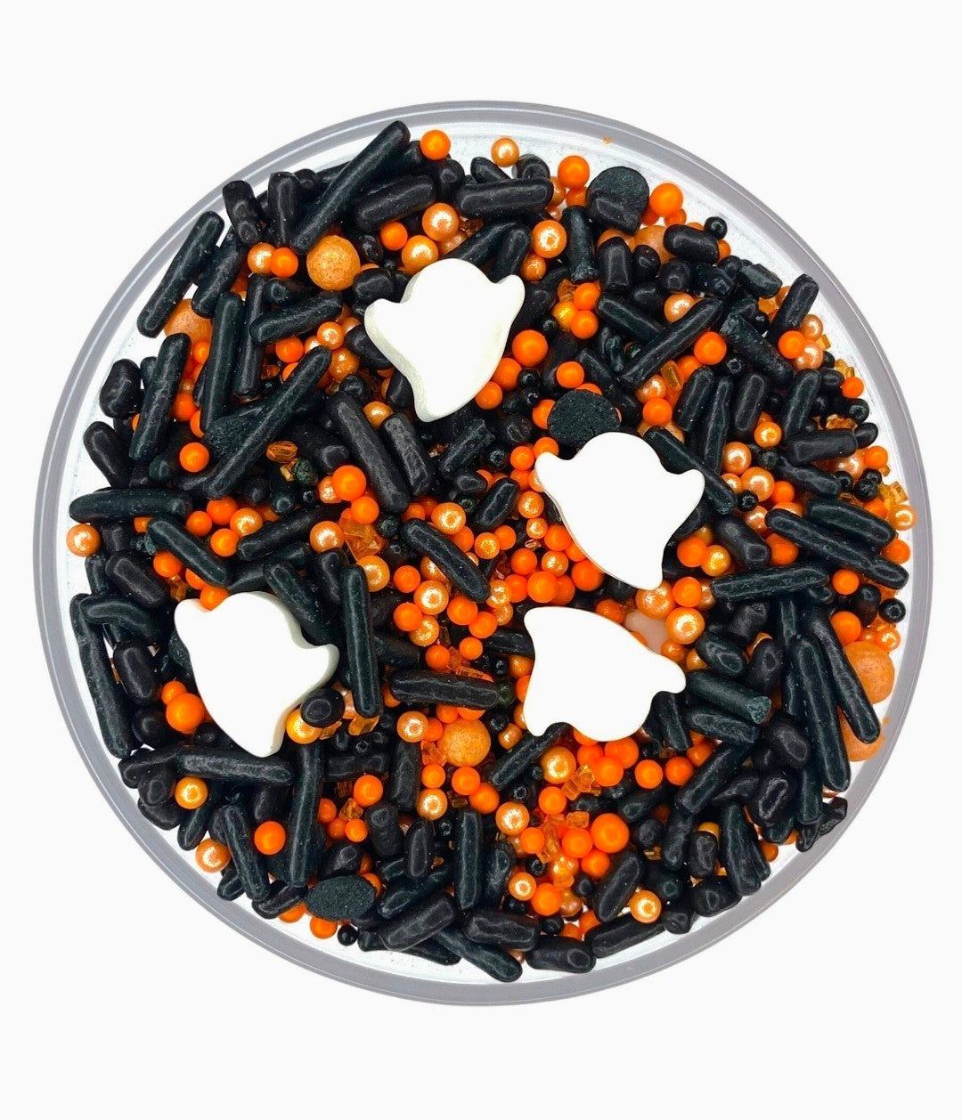 Ghost Parade Halloween Sprinkle Mix – Black & Orange Edible Sprinkles with Ghosts
