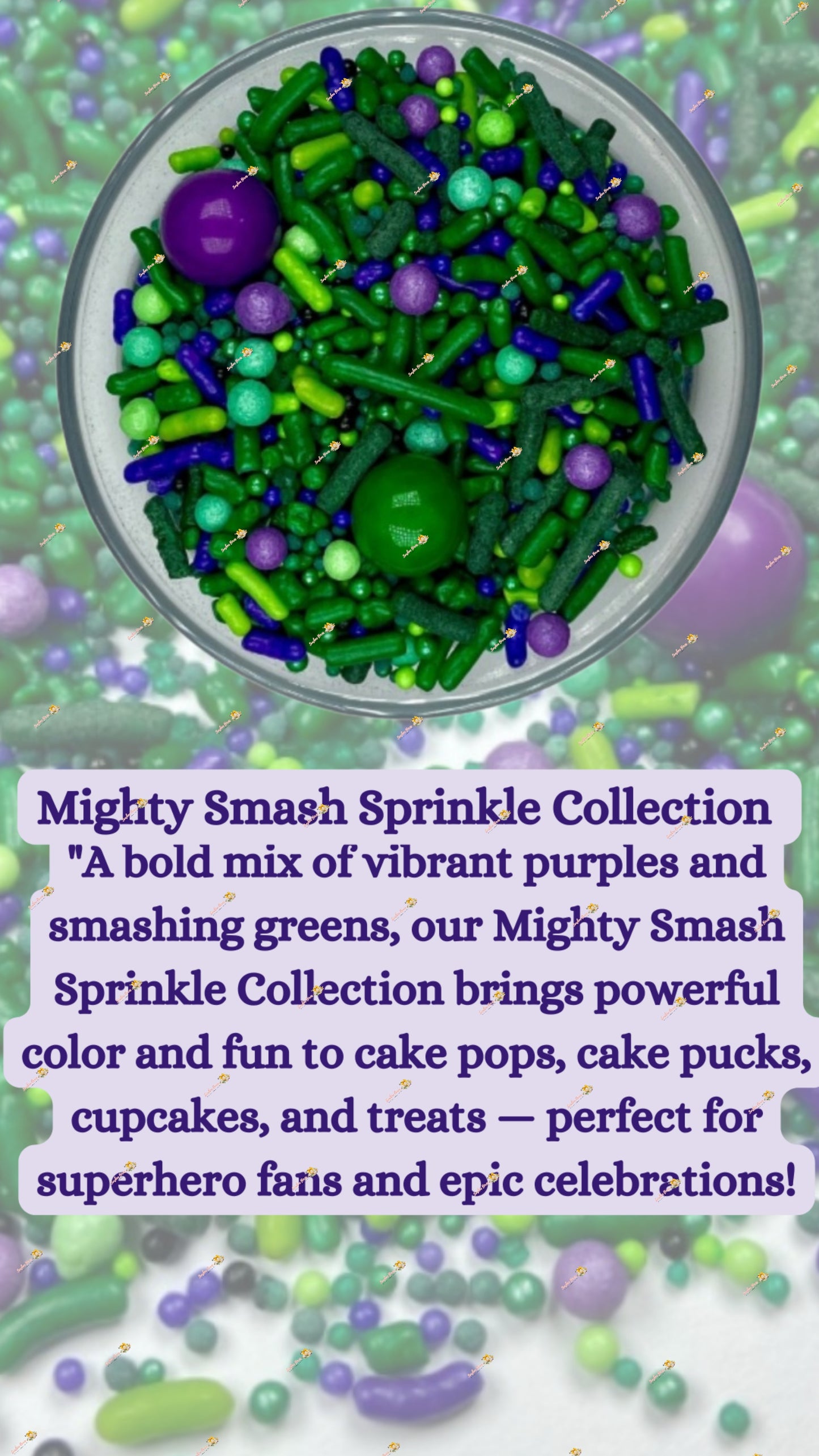 Mighty Smash Sprinkle Mix 2 OZ: Powerful Greens & Purple for Bold Treats