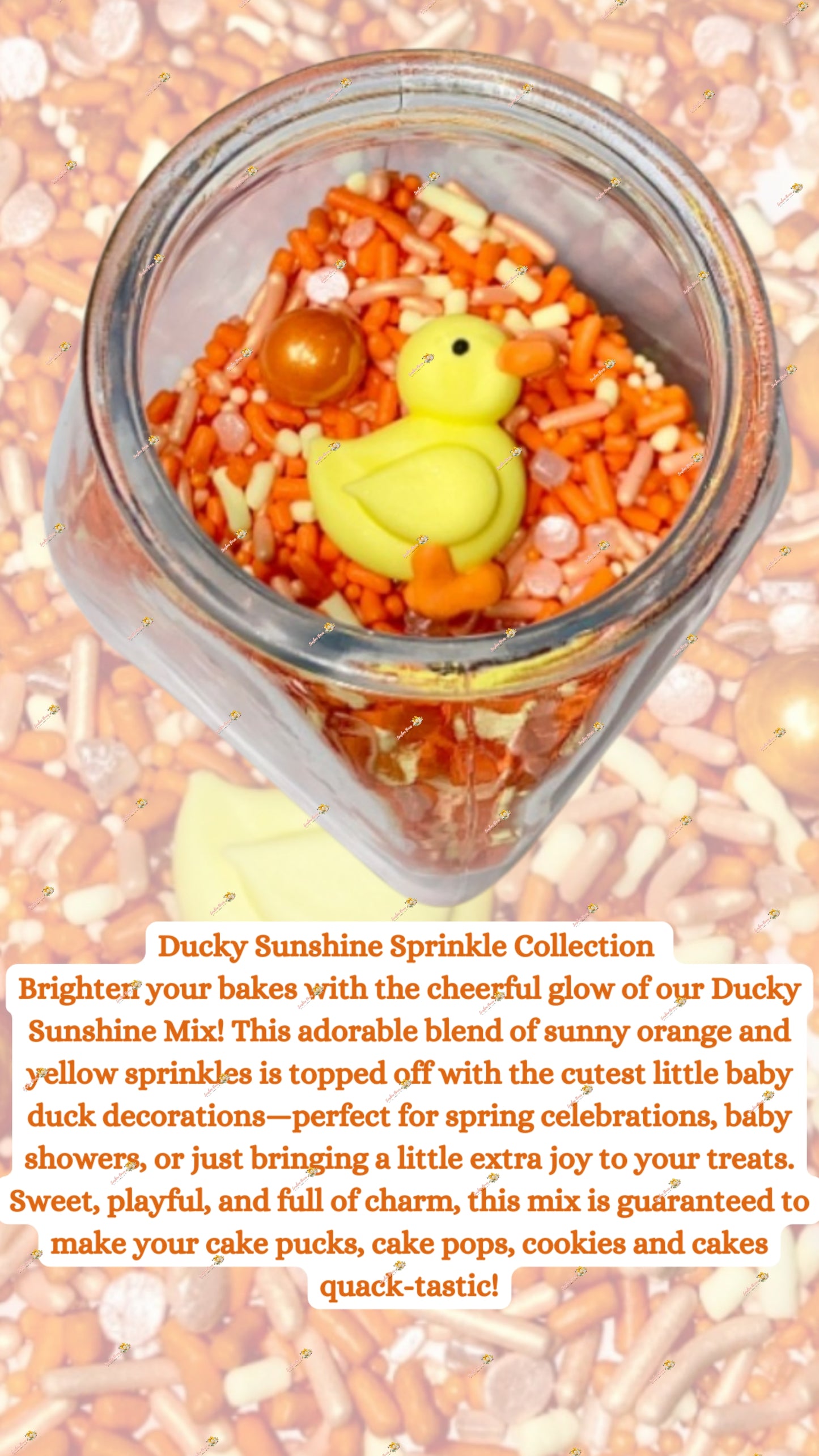 Ducky Sunshine Sprinkle Mix 2 OZ: Cheerful Orange & Yellow for Sunny Treats