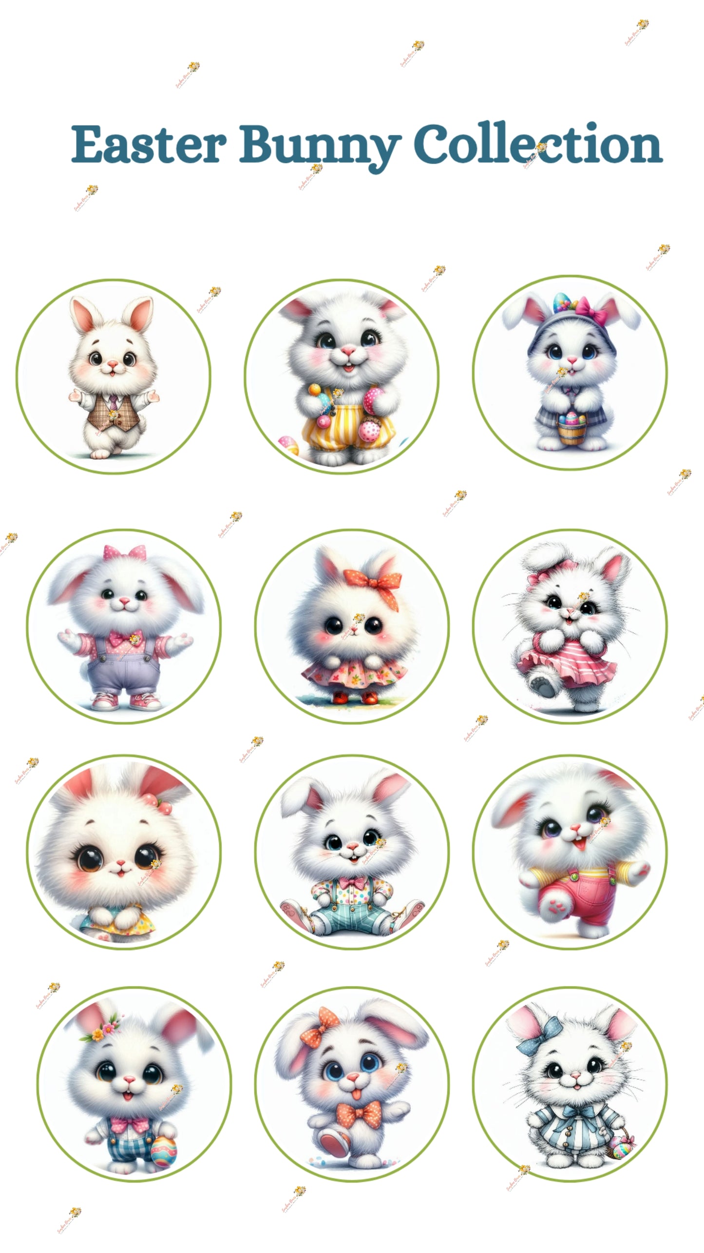 Easter Bunny Collection Edible Images - Round Designs for Oreos & Cake Pucks