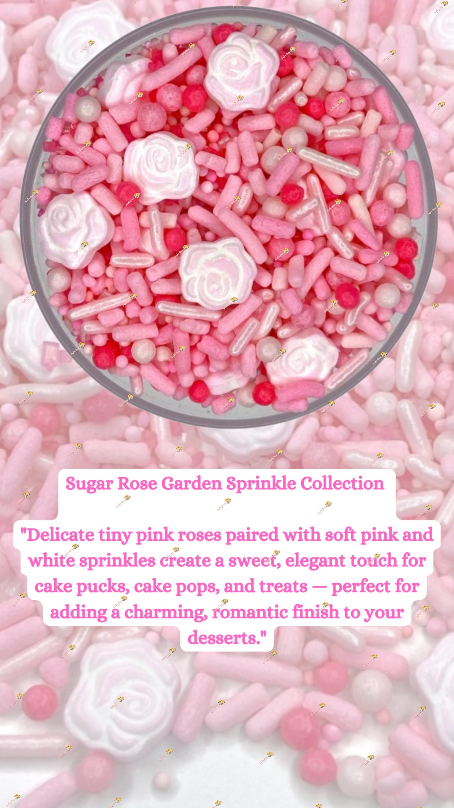 Sugar Rose Garden Sprinkle Mix 2 OZ: Beautiful Pinks & Delicate Roses for Elegant Treats
