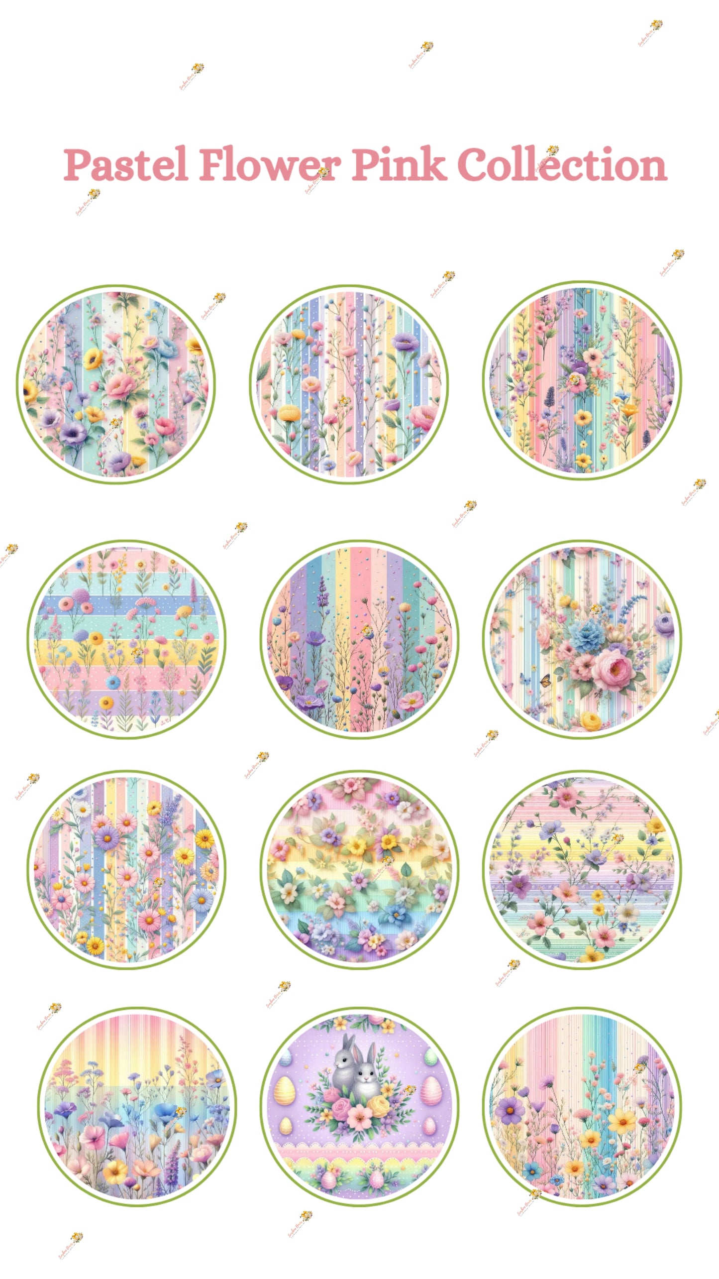 Pastel Flower Pink Collection Edible Images - Round Designs for Oreos & Cake Pucks