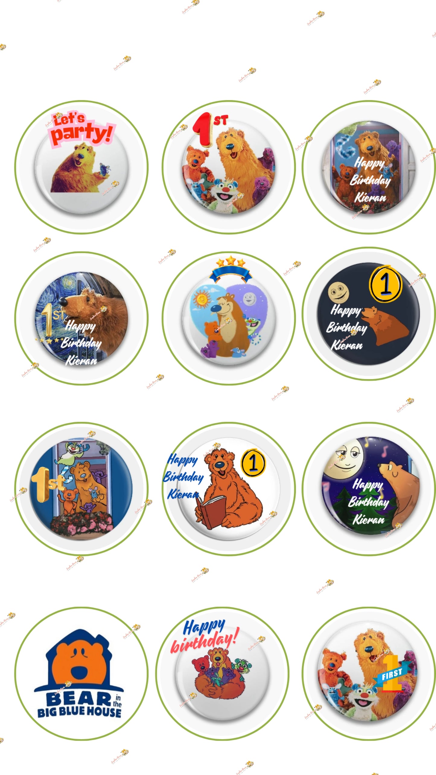 Bear in the Big Blue House Edible Images for Oreos & Cake Pucks - Happy Birthday Collection