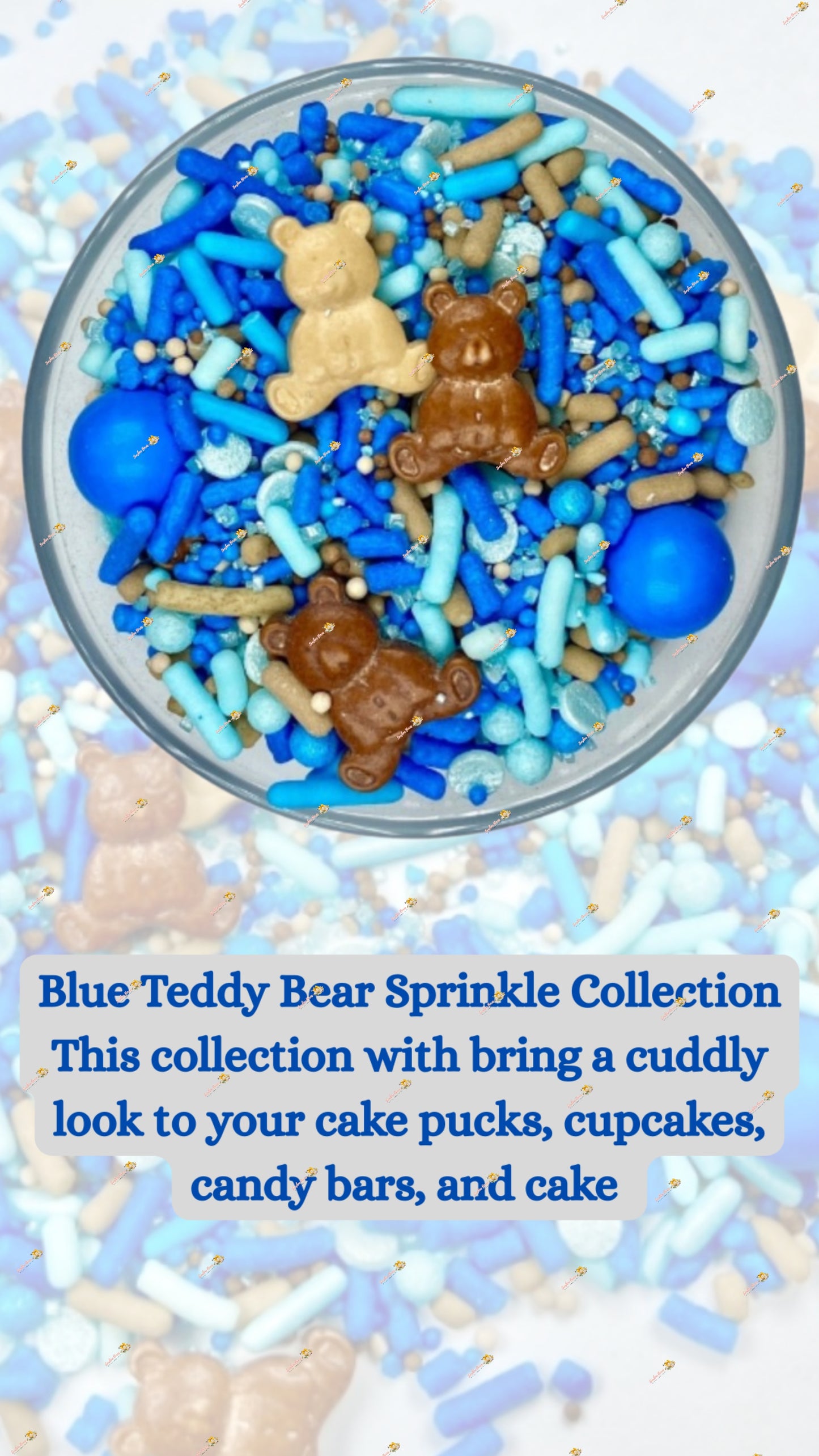 Sweet Blue Teddy Bear Sprinkle Mix 2 OZ: Adorable Charm for Baby Showers & More