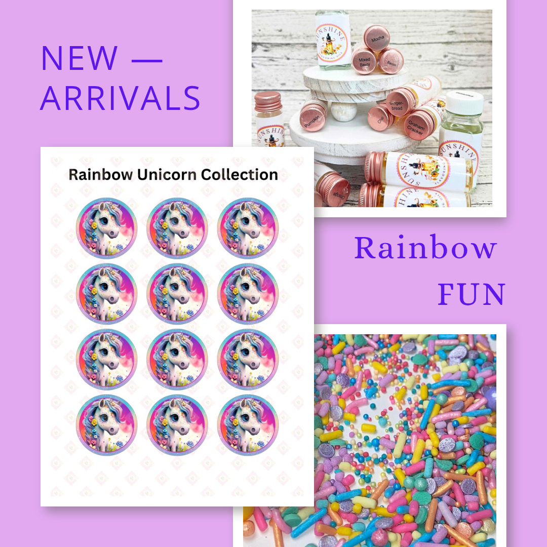 Rainbow Unicorn Edible Bundle – Sprinkle Mix, Edible Image & Flavoring Oil Set