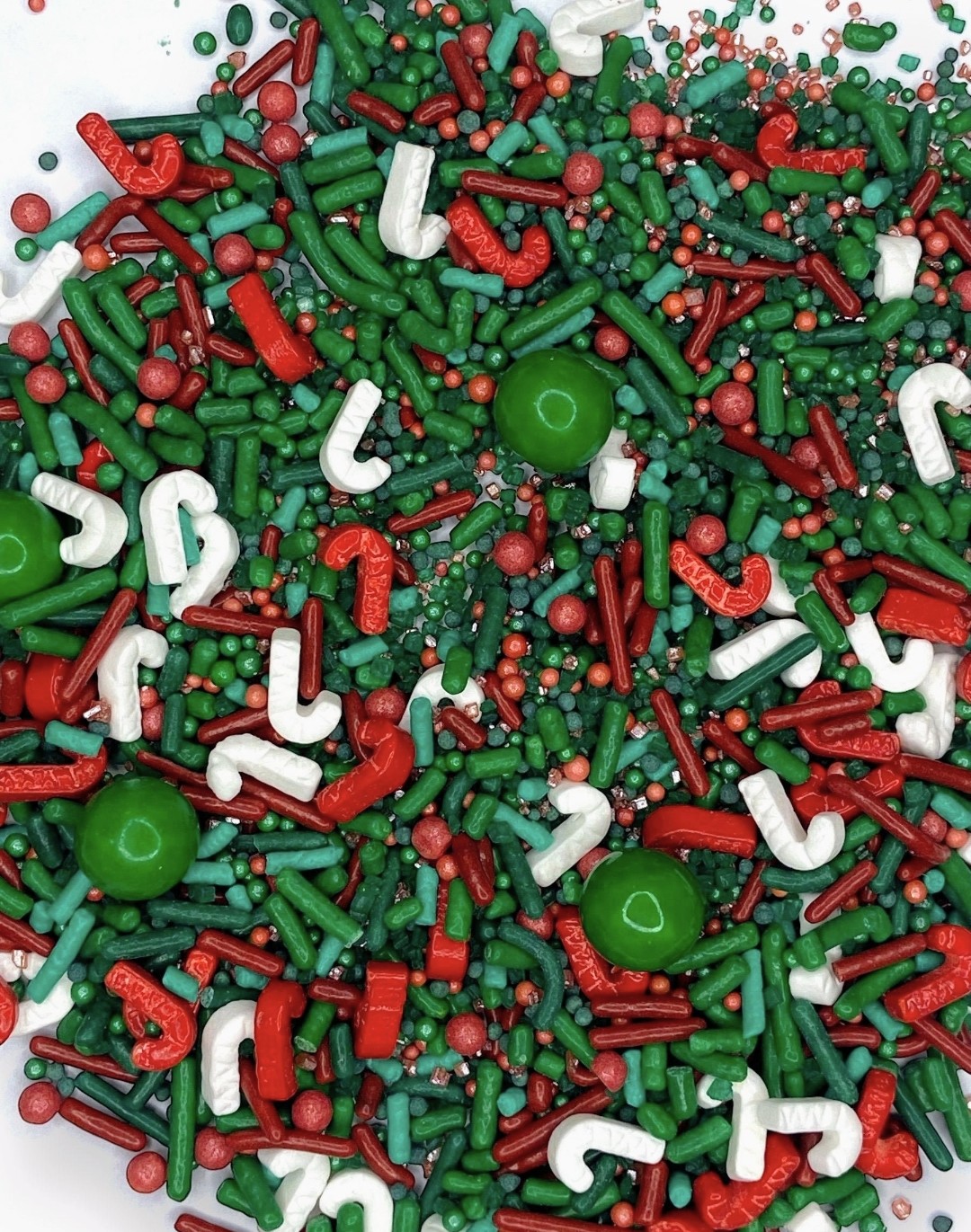 Edible Candy Cane Sprinkle Mix – Red Green Christmas Toppings for Cookies, Cupcakes, Cakes, Cocoa Bombs – 2oz or 4oz Jar