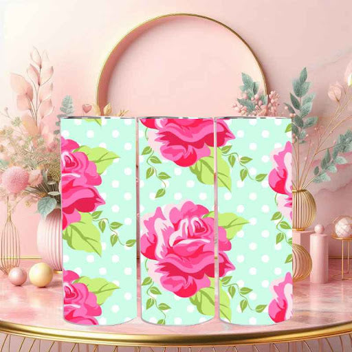 Shabby Chic Rose Tumbler - 20 oz Stainless Steel