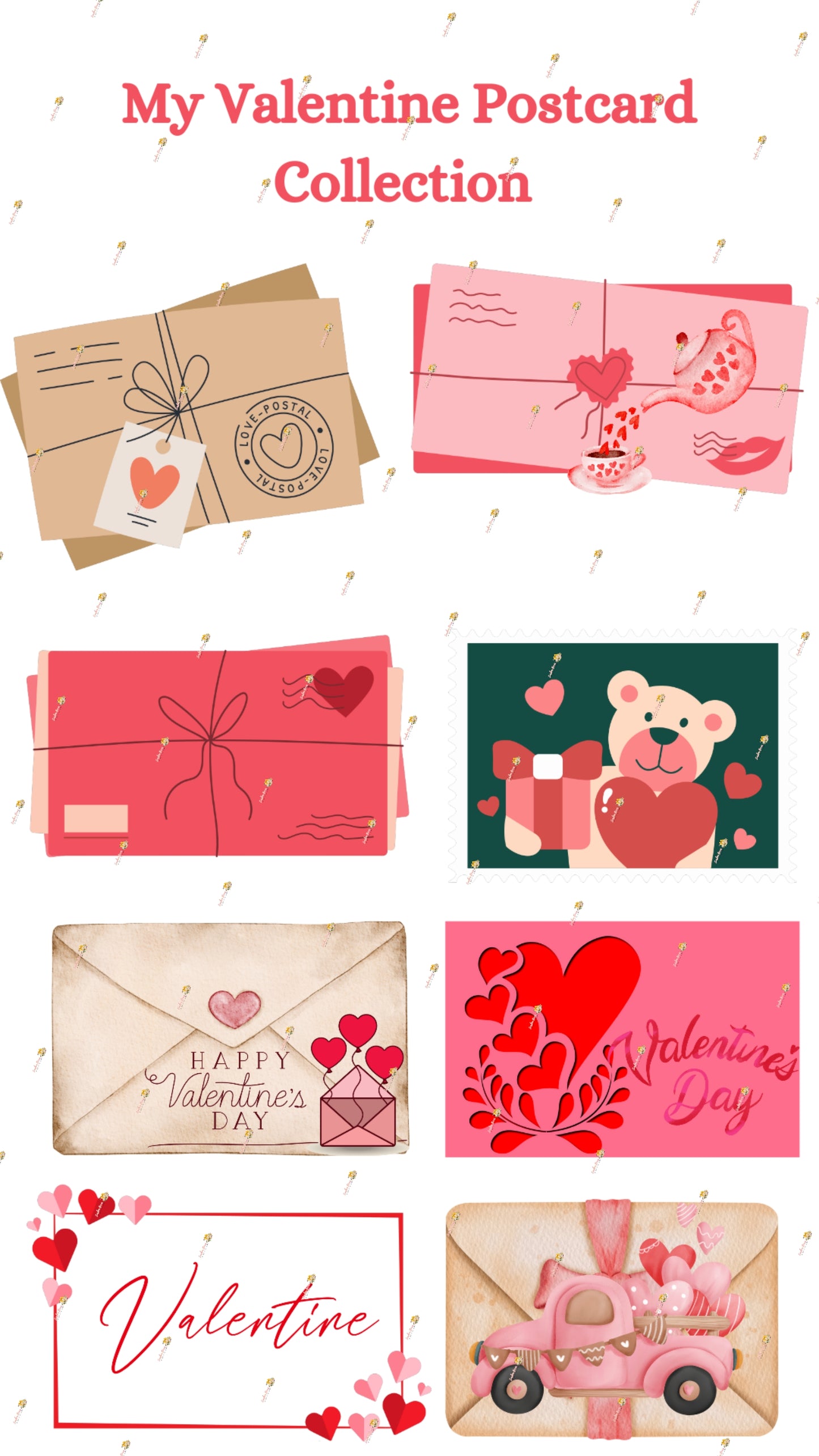 Valentine's Postcard Collection Bundle