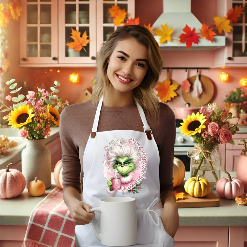 Sassy Grinch 'Just a Boujee Mother' Apron