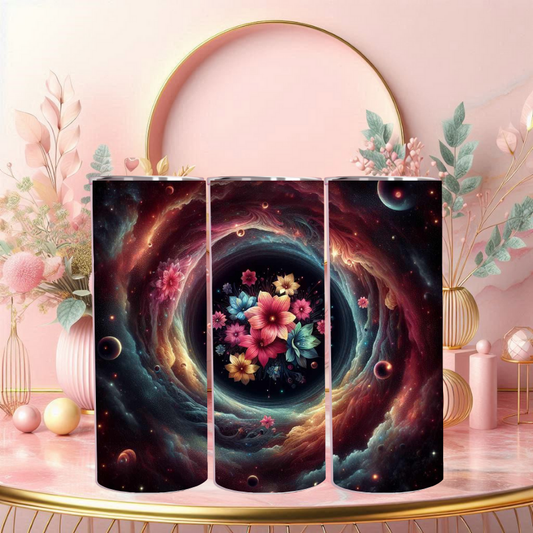 Galactic Floral Vortex Tumbler