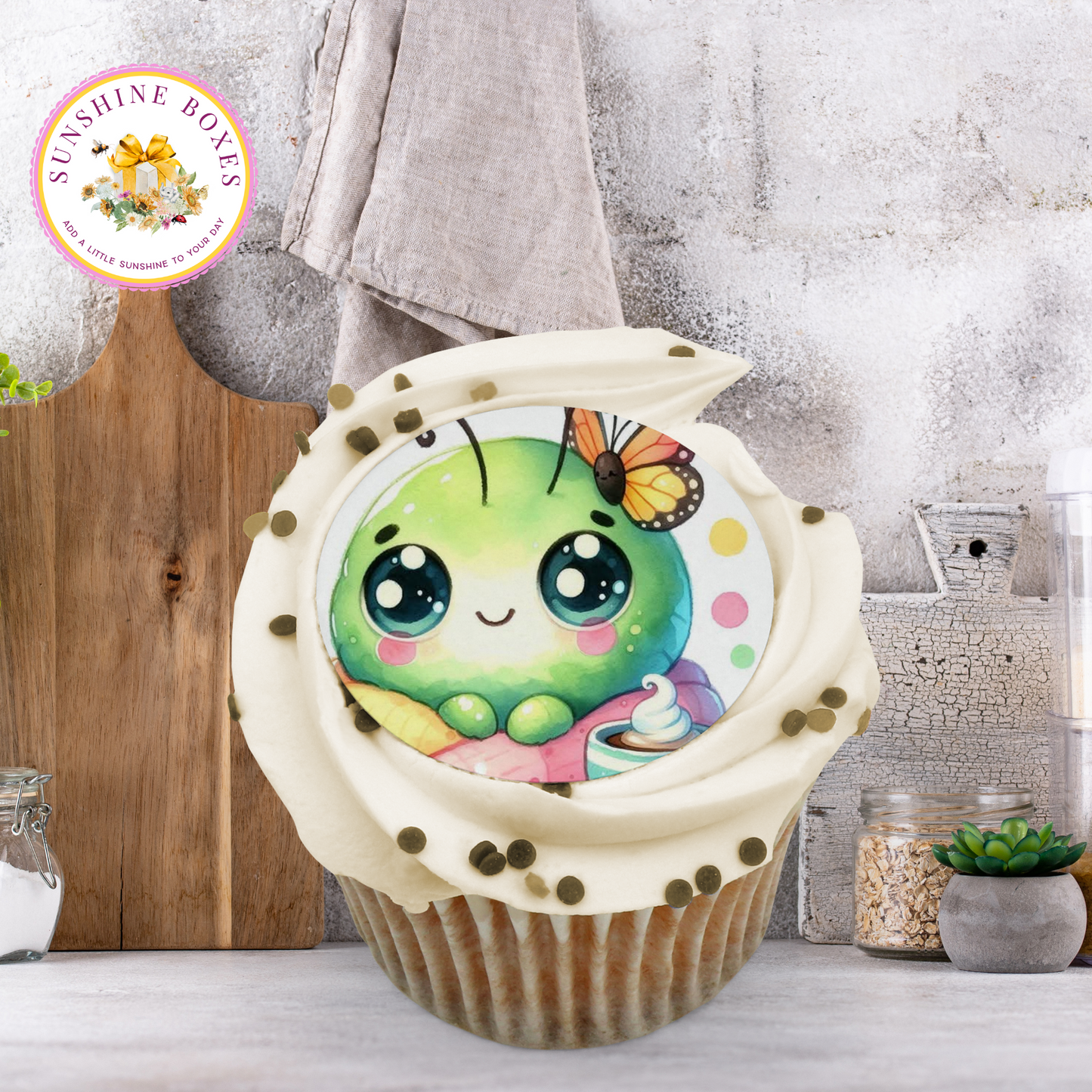 Pastel Worm Collection Edible Images - Round Designs for Oreos & Cake Pucks