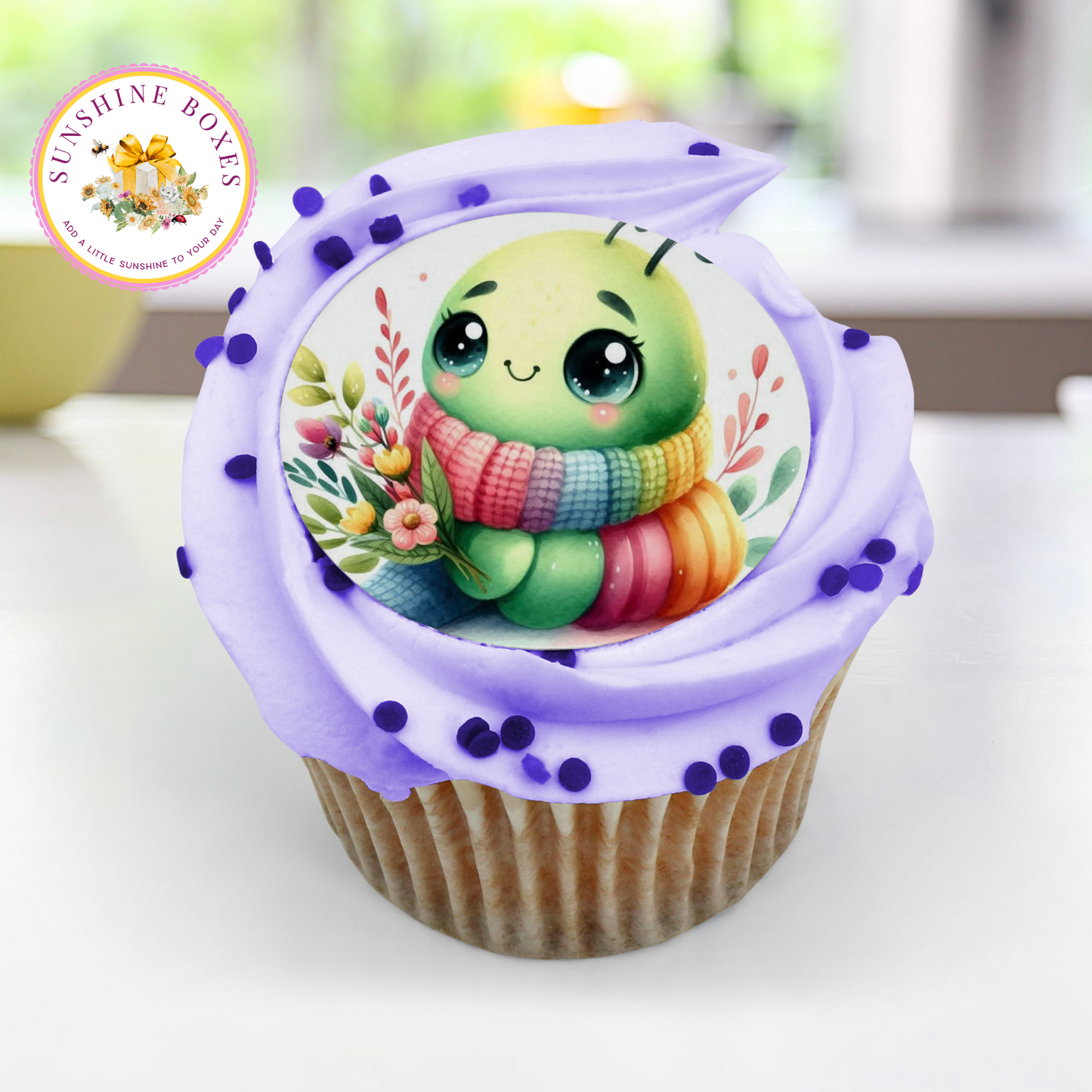 Pastel Worm Collection Edible Images - Round Designs for Oreos & Cake Pucks