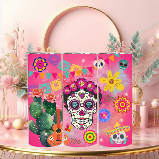 Vibrant Dia de los Muertos 20 oz Skinny Tumbler