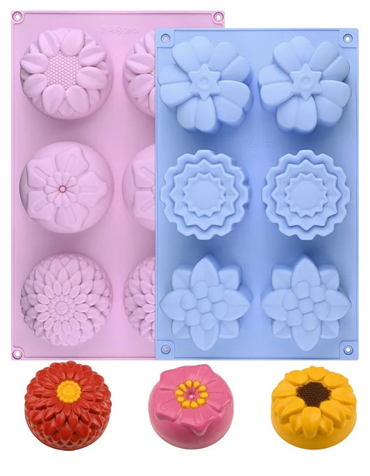 Large flower molds for cake pucks.