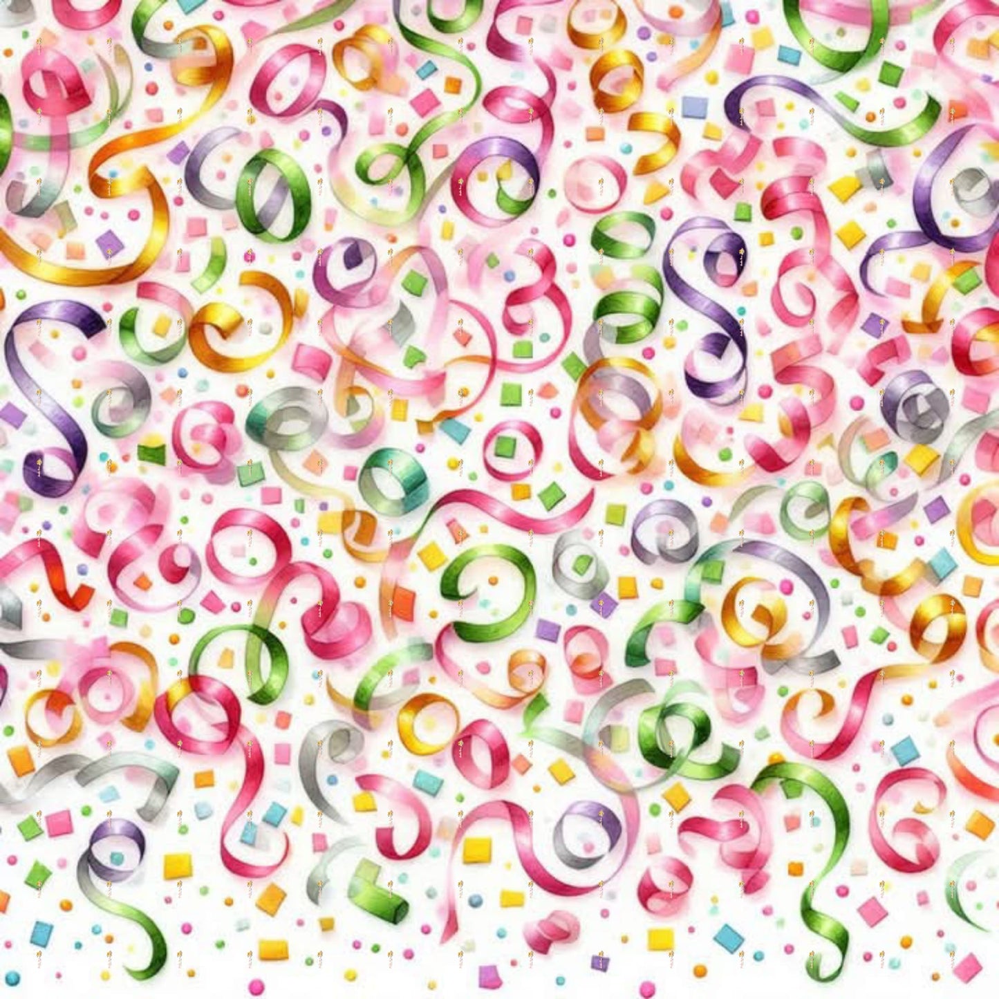 Vibrant Confetti & Streamers Chocolate Transfer Sheet - Celebration Design