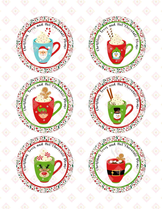 Cozy Christmas Hot Chocolate Edible Images for Oreos & Cake Pucks - Festive Holiday Treats
