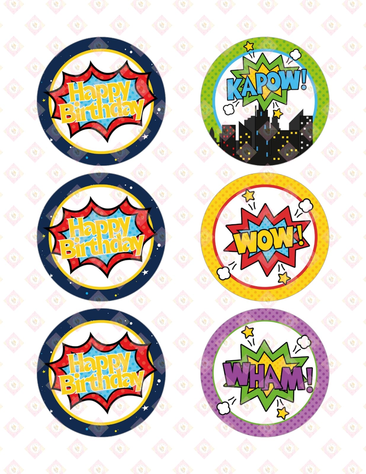 Dynamic Comic Book Hero Edible Images for Oreos & Cake Pucks - Action-Packed Birthday Treats