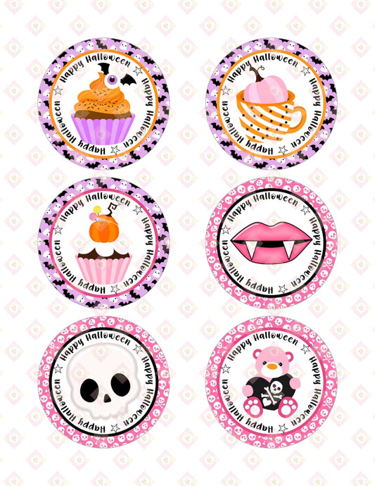 Pink & Purple Halloween Edible Images for Oreos & Cake Pucks - Sweet Spooky Treats