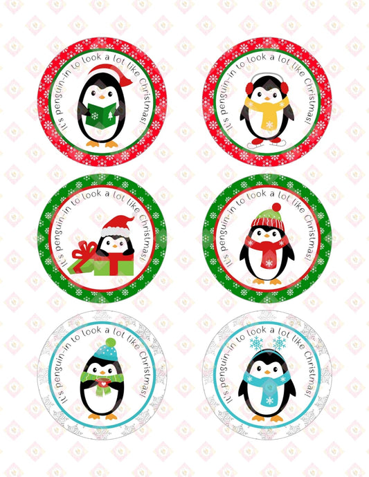 Adorable Penguin Christmas Edible Images for Oreos & Cake Pucks - Whimsical Holiday Fun