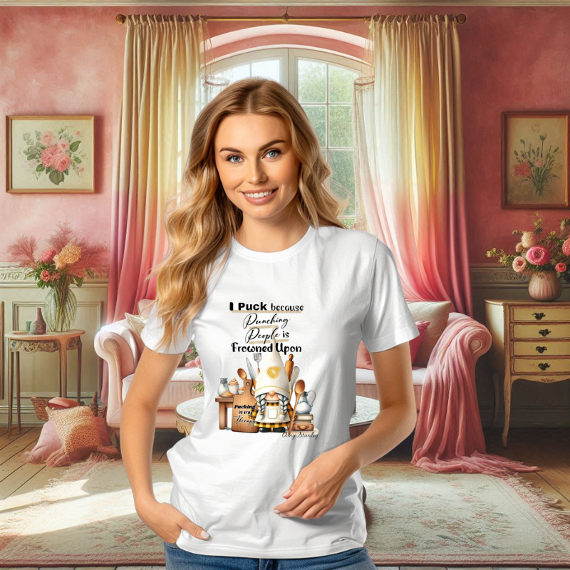 I Puck Because Punching is Frowned Upon" Gnome T-Shirt - 100% Heavy Cotton