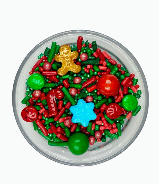 Gingerbread Man Christmas Sprinkle Mix – Edible Holiday Sprinkles with Candy Canes, Trees & Festive Shapes