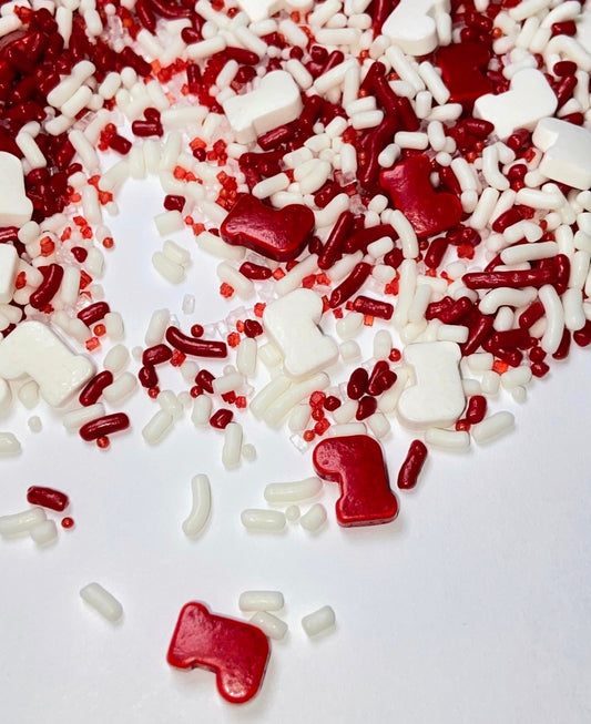 Edible Peppermint Sprinkle Mix – Red & White Christmas Sprinkles for Cookies, Cakes, Cupcakes, 2oz or 4oz Jar
