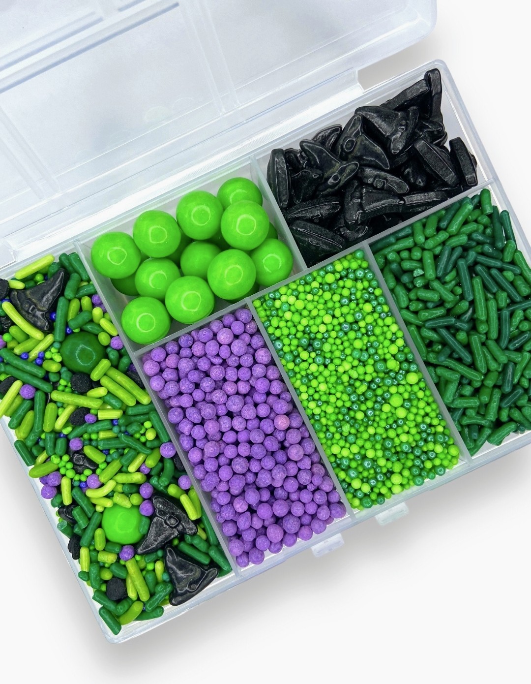 Wicked Green & Purple Sprinkle Box – Edible Halloween Sprinkle Mix Variety (6-Compartment)